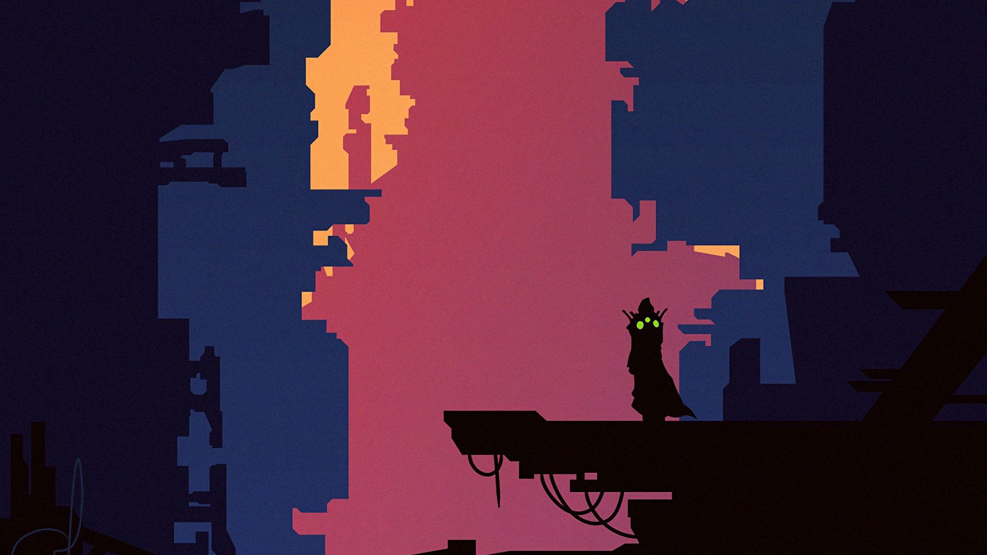 Download wallpaper 1920x1080 city, silhouette, vector, art, buildings full hd, hdtv, fhd, 1080p HD background