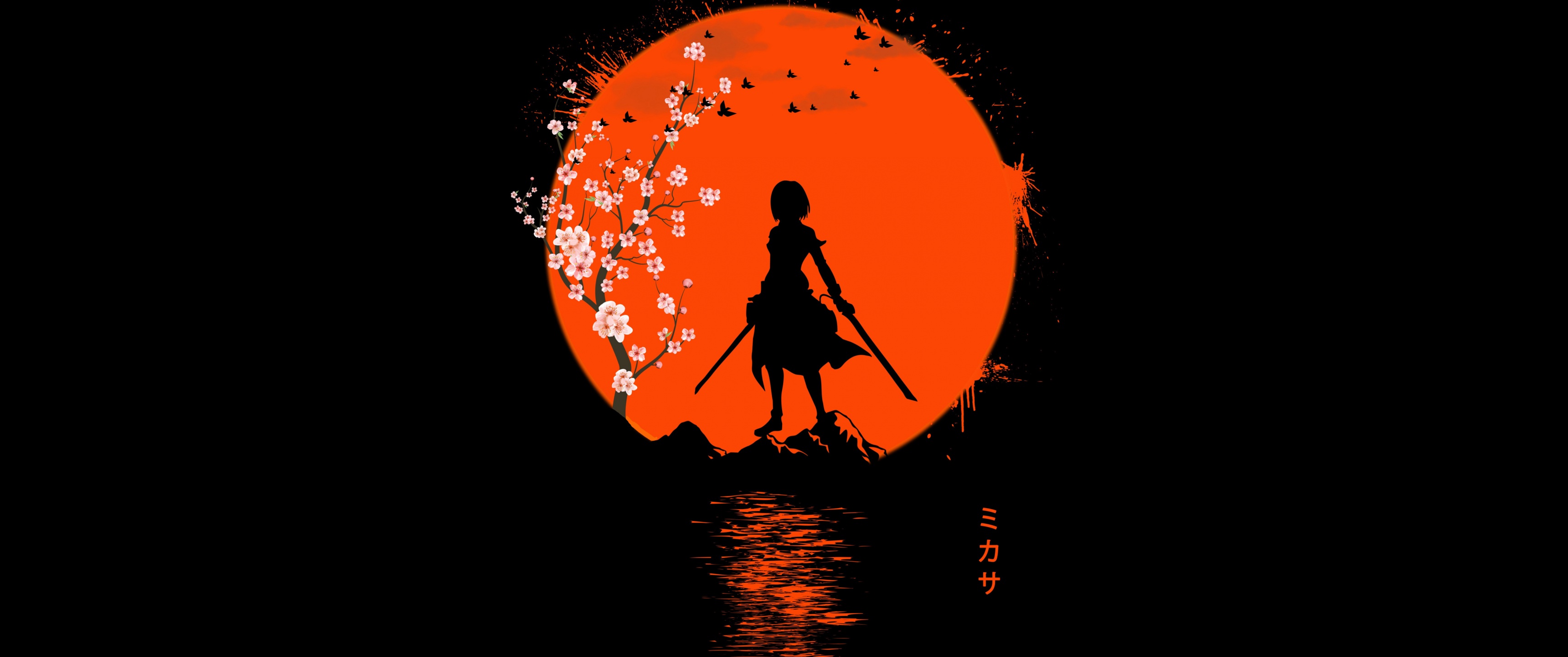 Mikasa Ackerman Wallpaper 4K, Attack on Titan, Black background