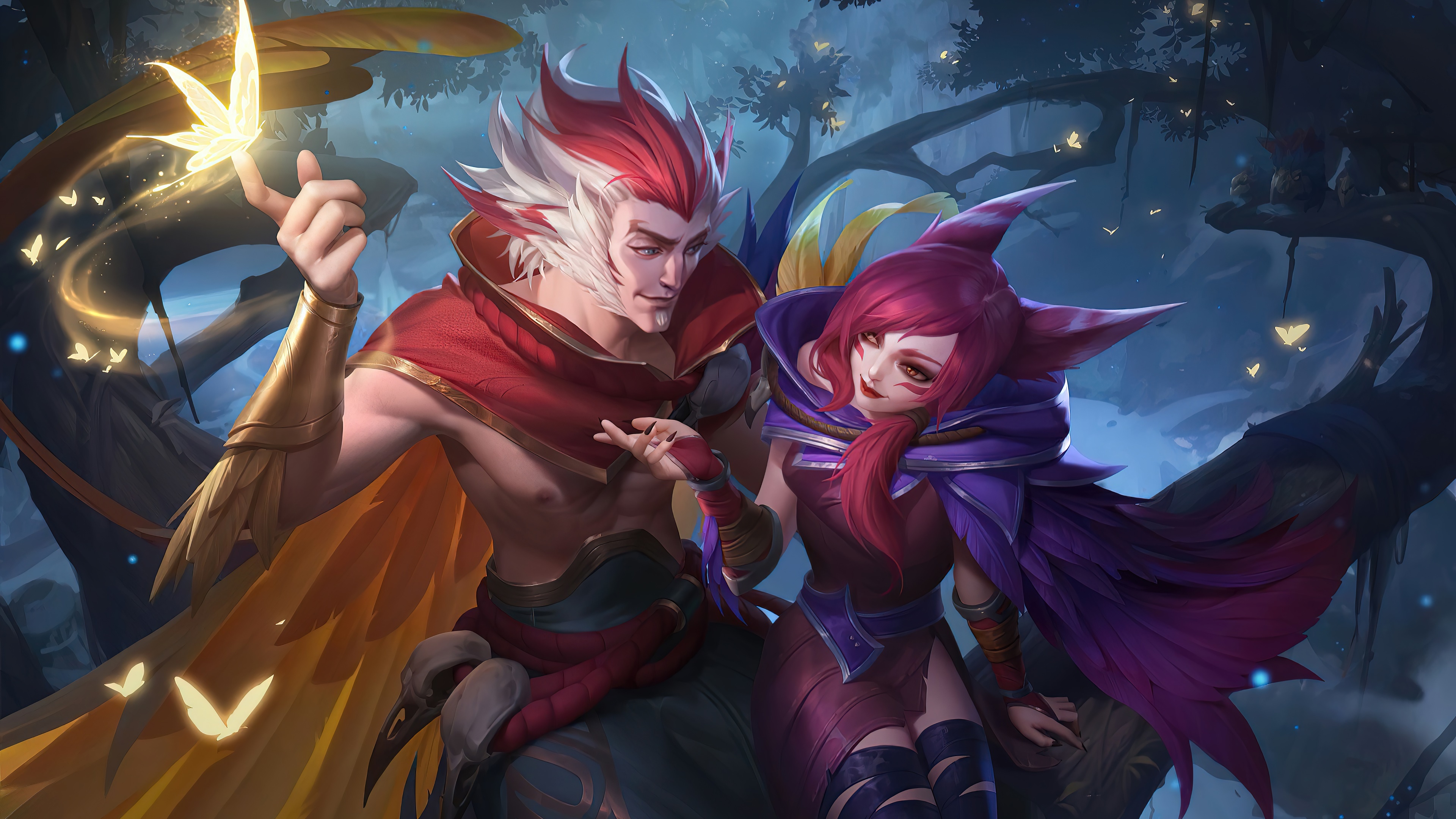 wallpaper, xayah, rakan, lol, wild rift, 4k, HD Gallery HD Wallpaper