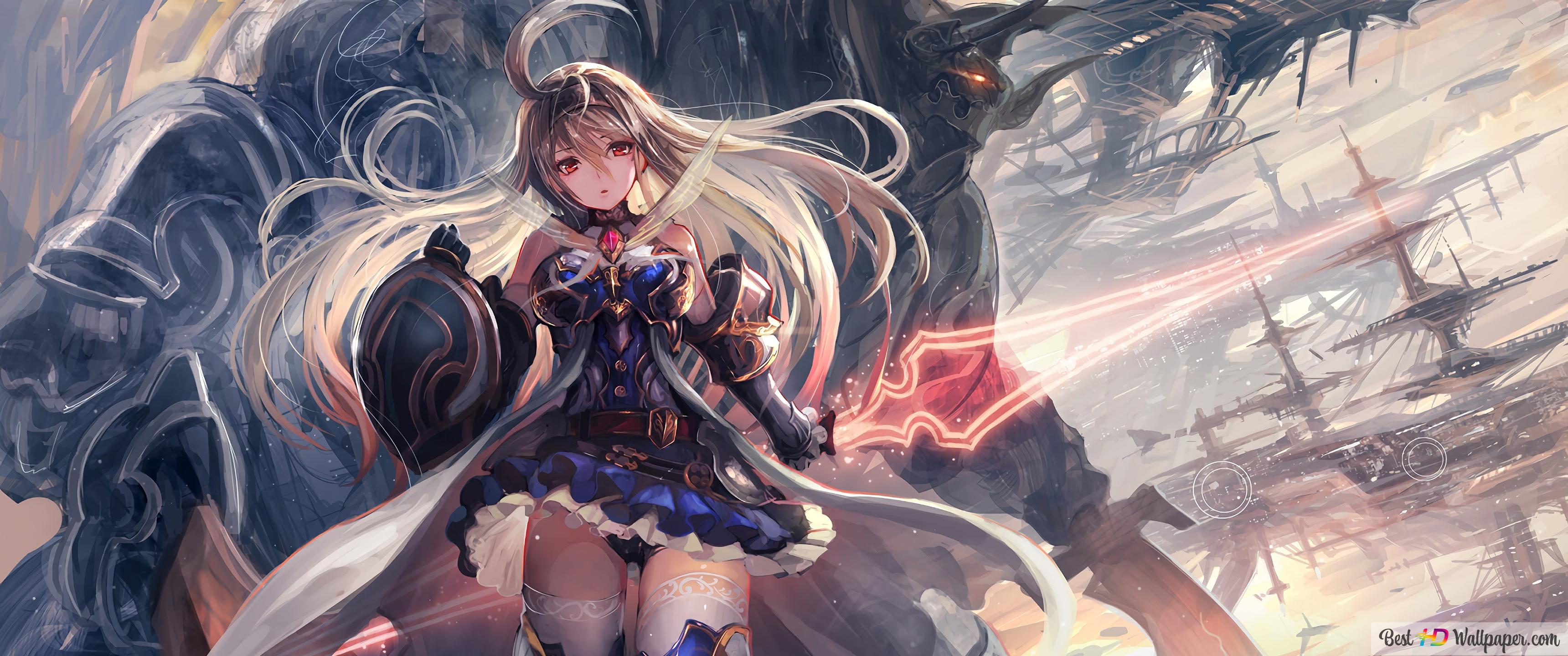 Anime Girl Warrior Fantasy 4K wallpaper download