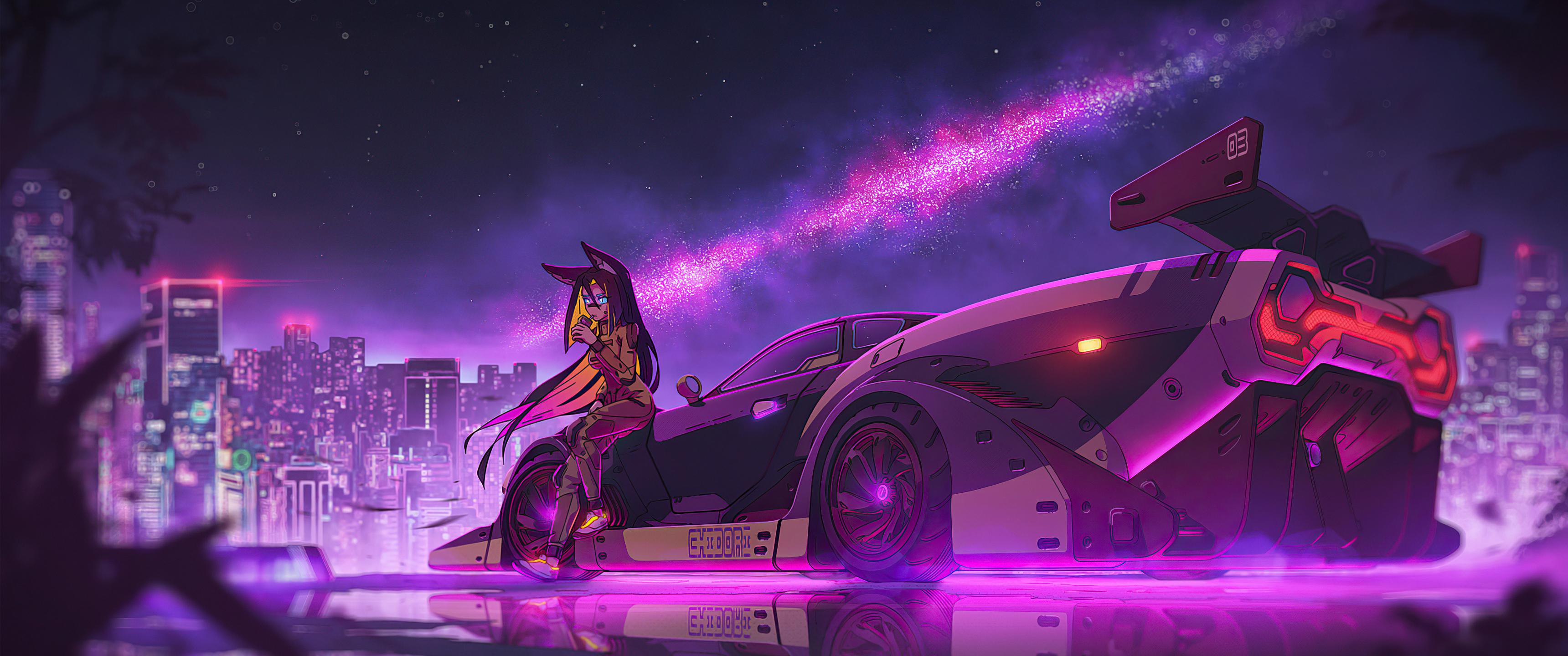 Anime Girl with Cyberpunk Ride x 1440