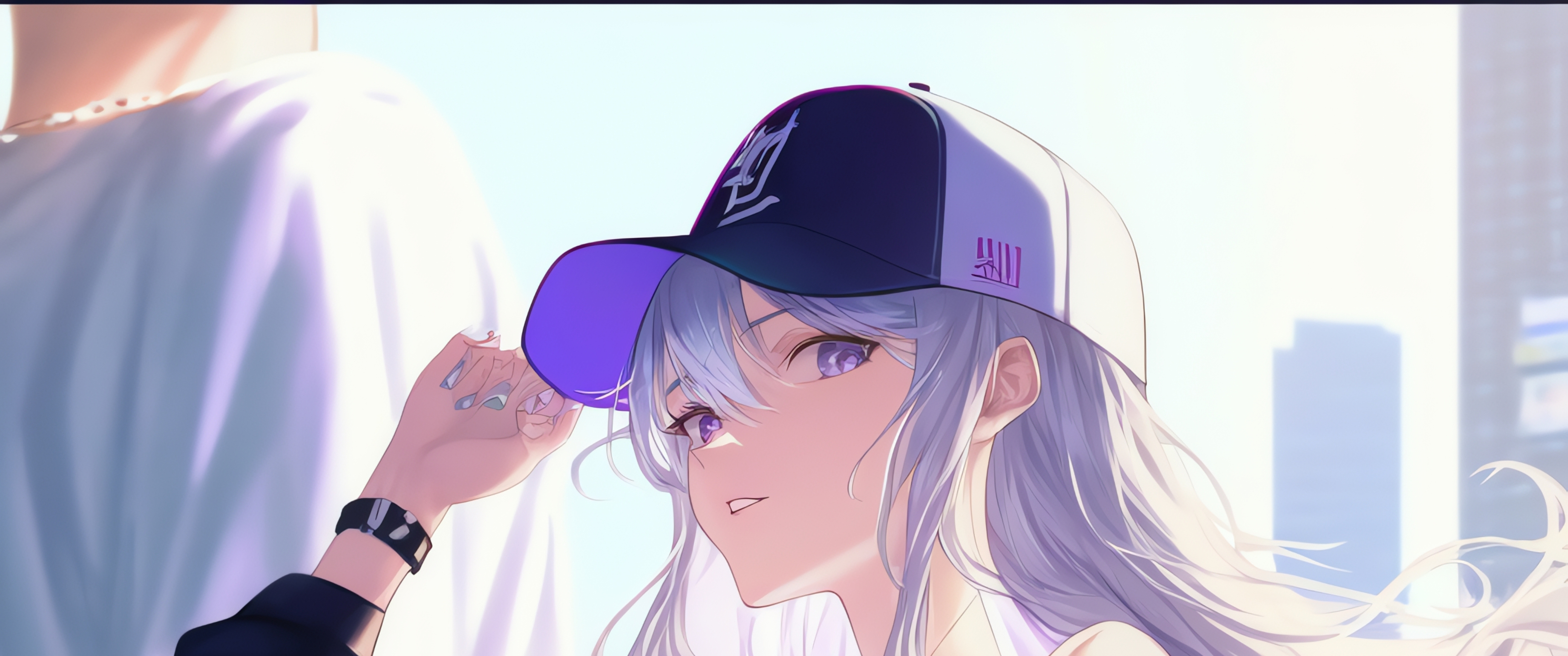 Download Anime girl, Art, Long hair, Anime, Young woman Wallpaper in 3440x1440 Resolution