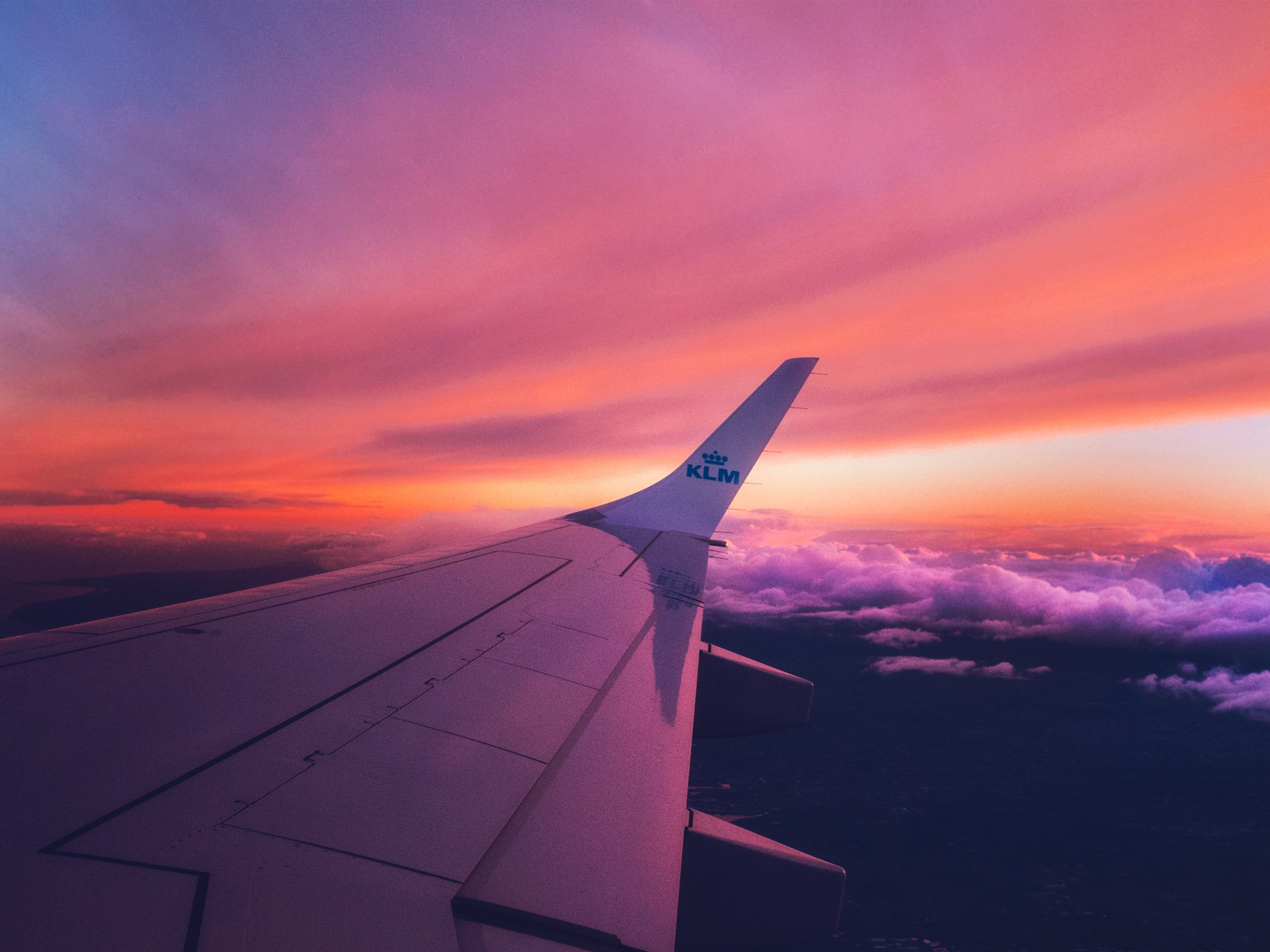 Wallpaper Aircraft wing, sunset, clouds 3840x2160 UHD 4K Picture, Image