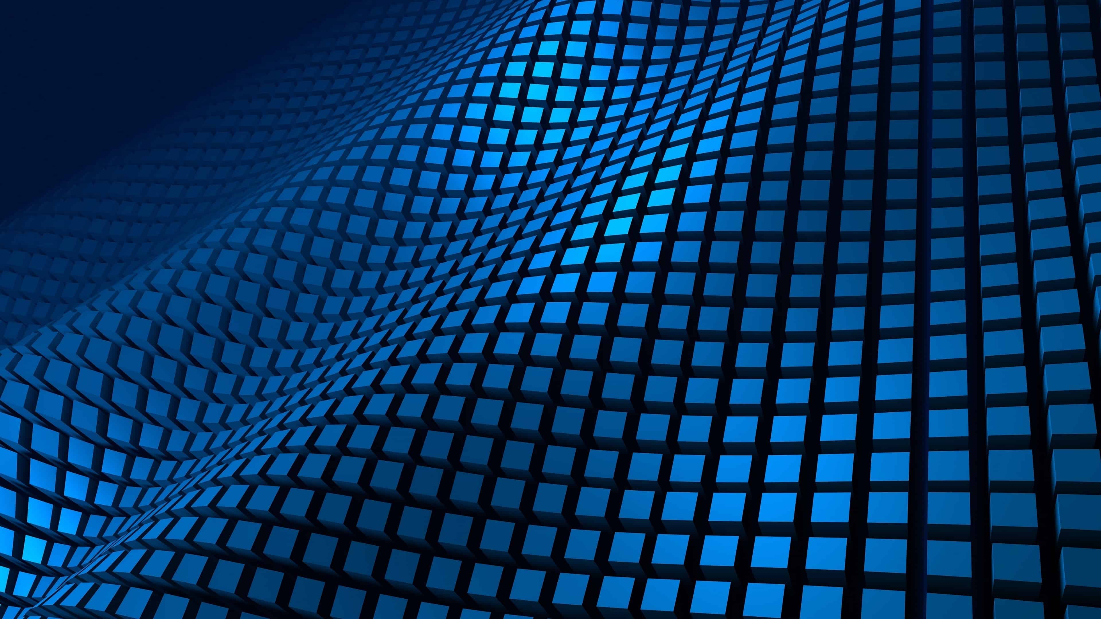 Wavy Cube Pattern Blue UHD 4K Wallpaper