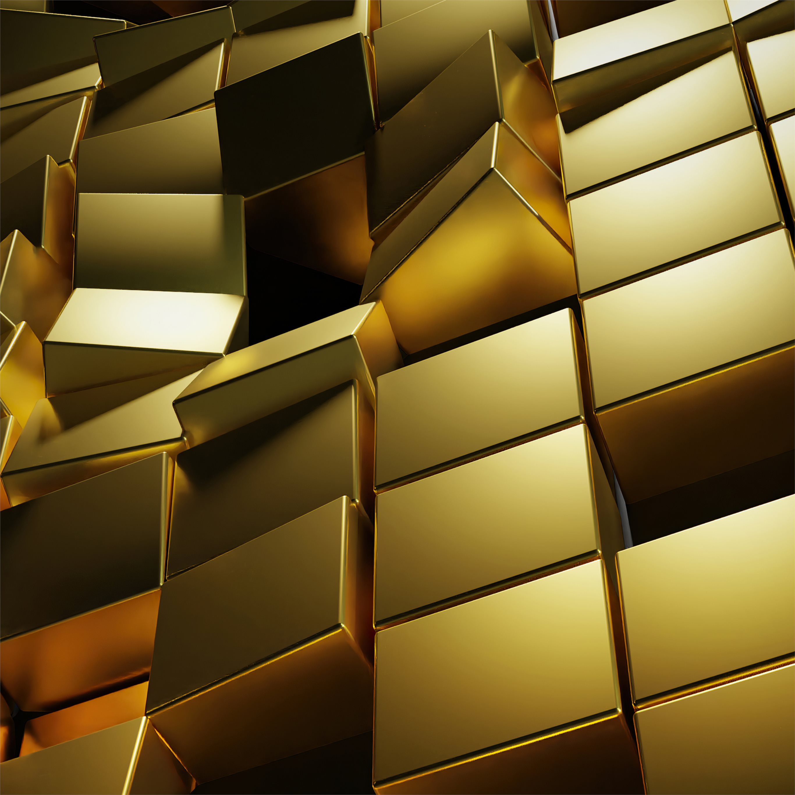 gold 3D cubes 4k iPad Air Wallpaper Free Download