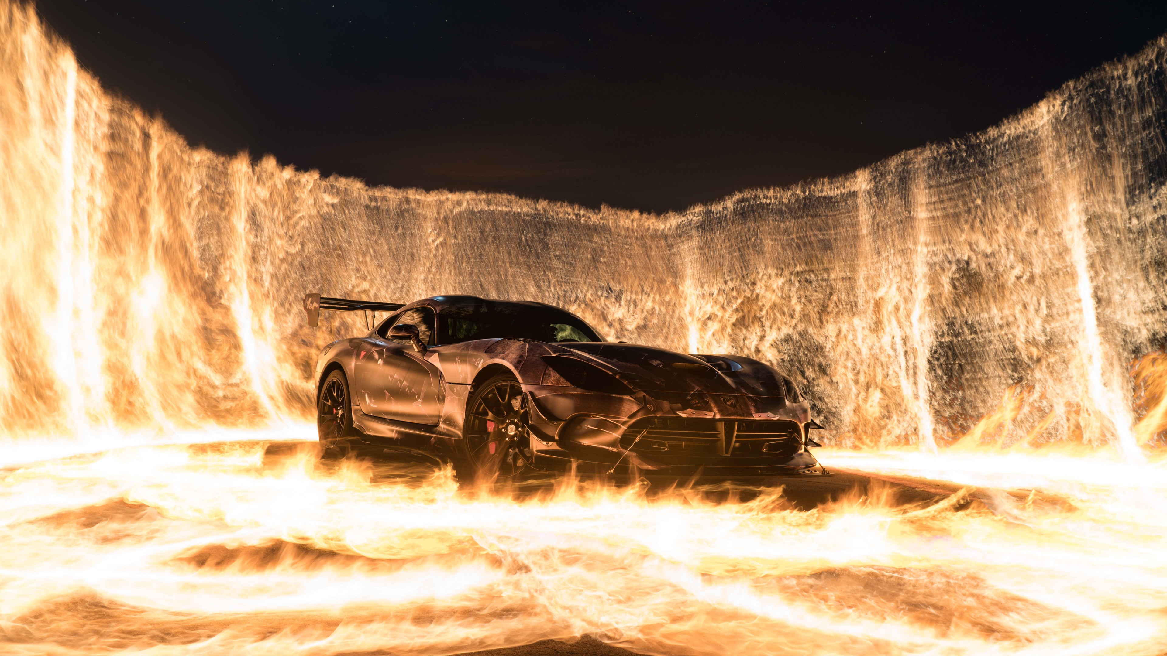 Wallpaper 4k Sports Car On Fire 4k Wallpaper