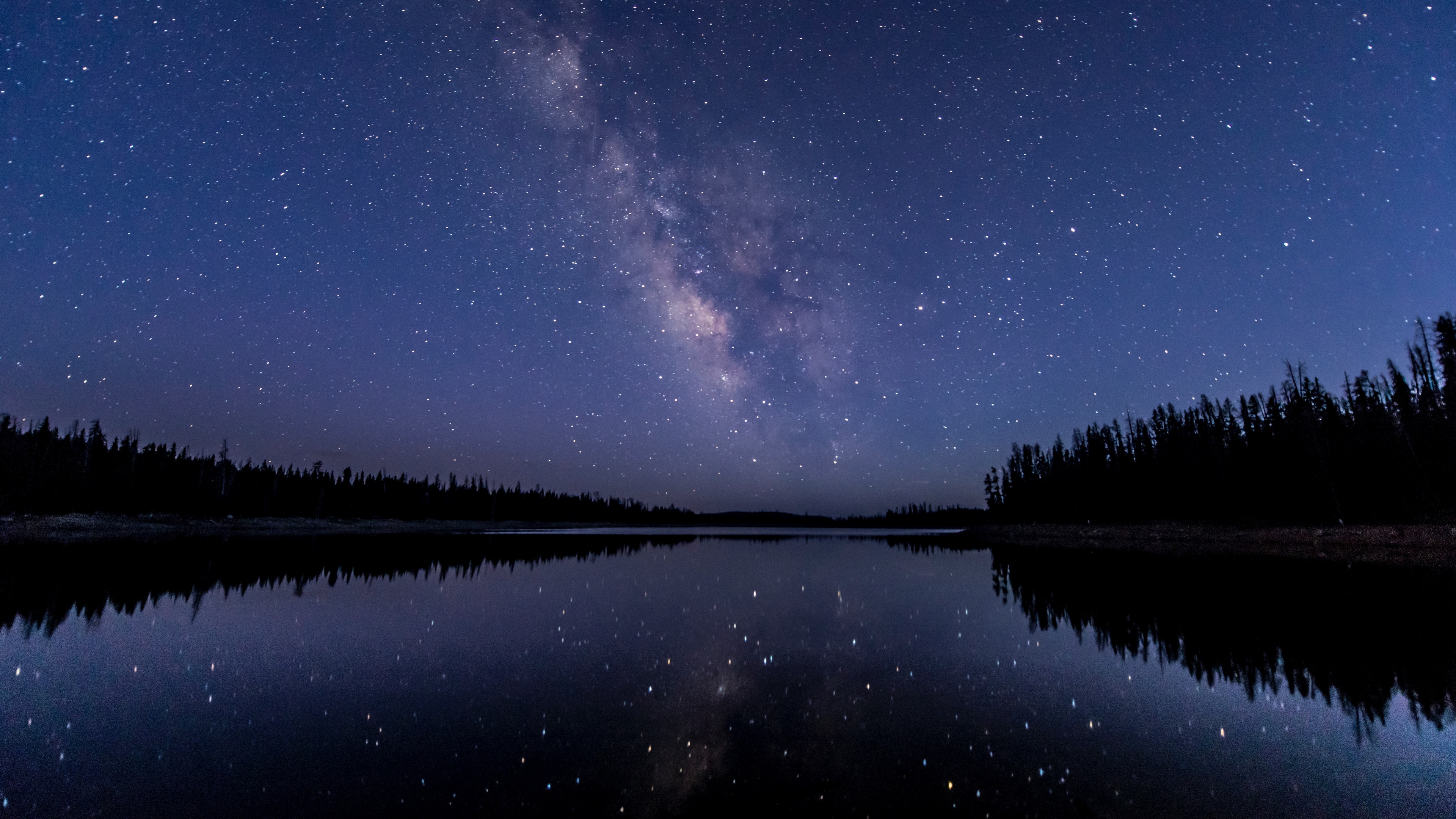 Wallpaper / milky way, lake, reflection, stars, hd, 4k, 5k, nature, dark free download