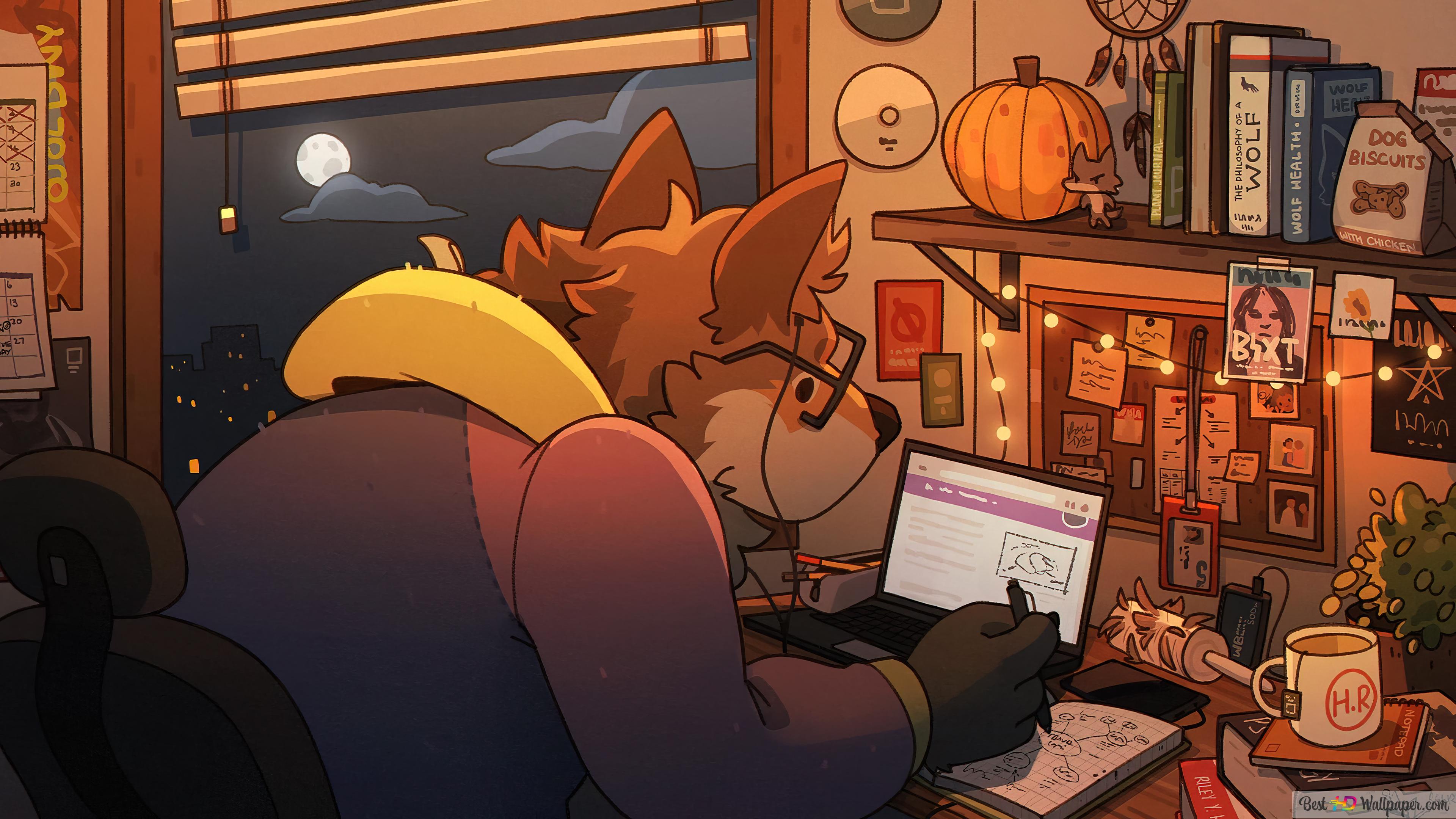 Lofi Studying 4K wallpaper download