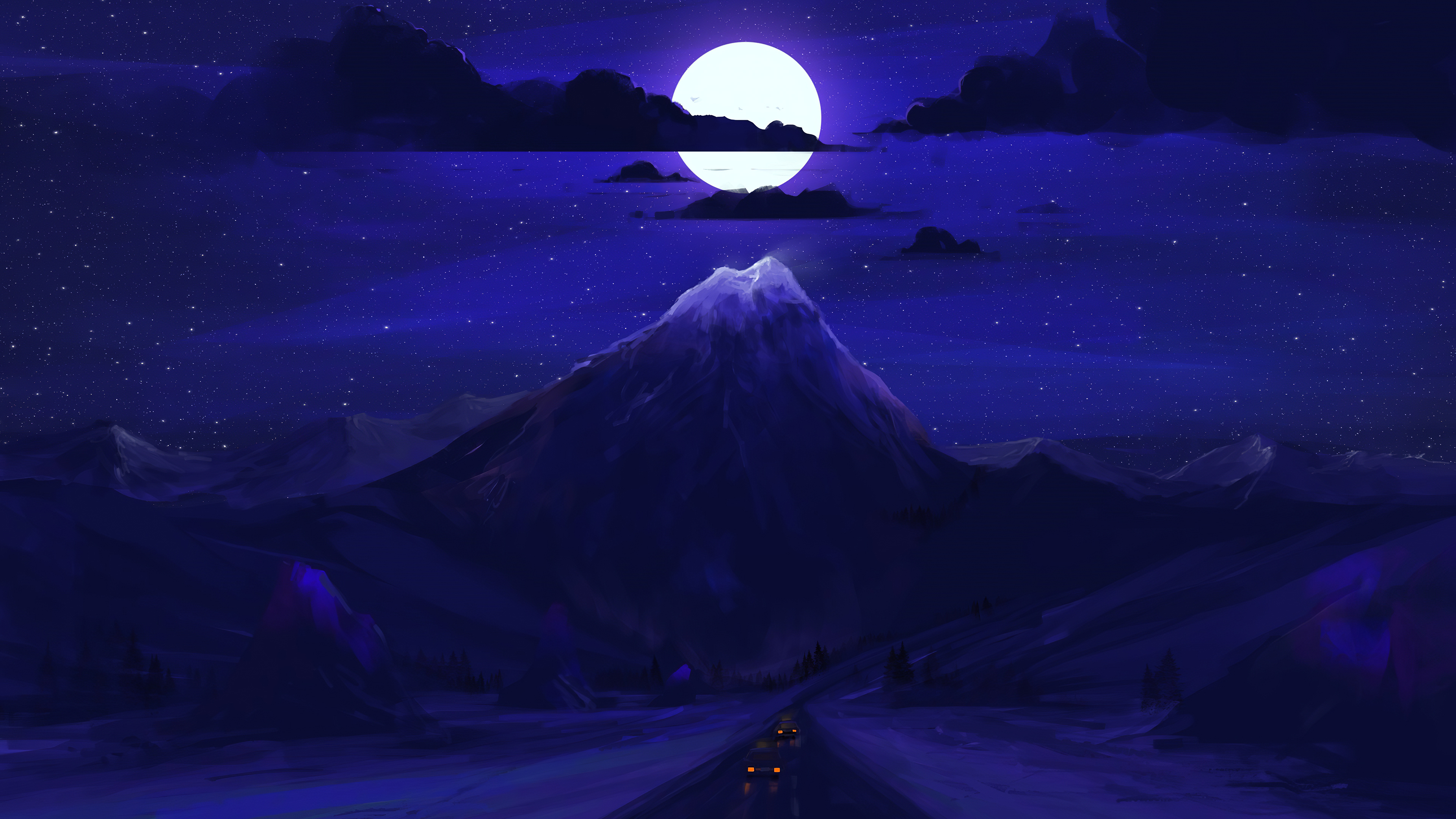 Wallpaper Full Moon, Moon, Blue, Light, Purple, Background Free Image