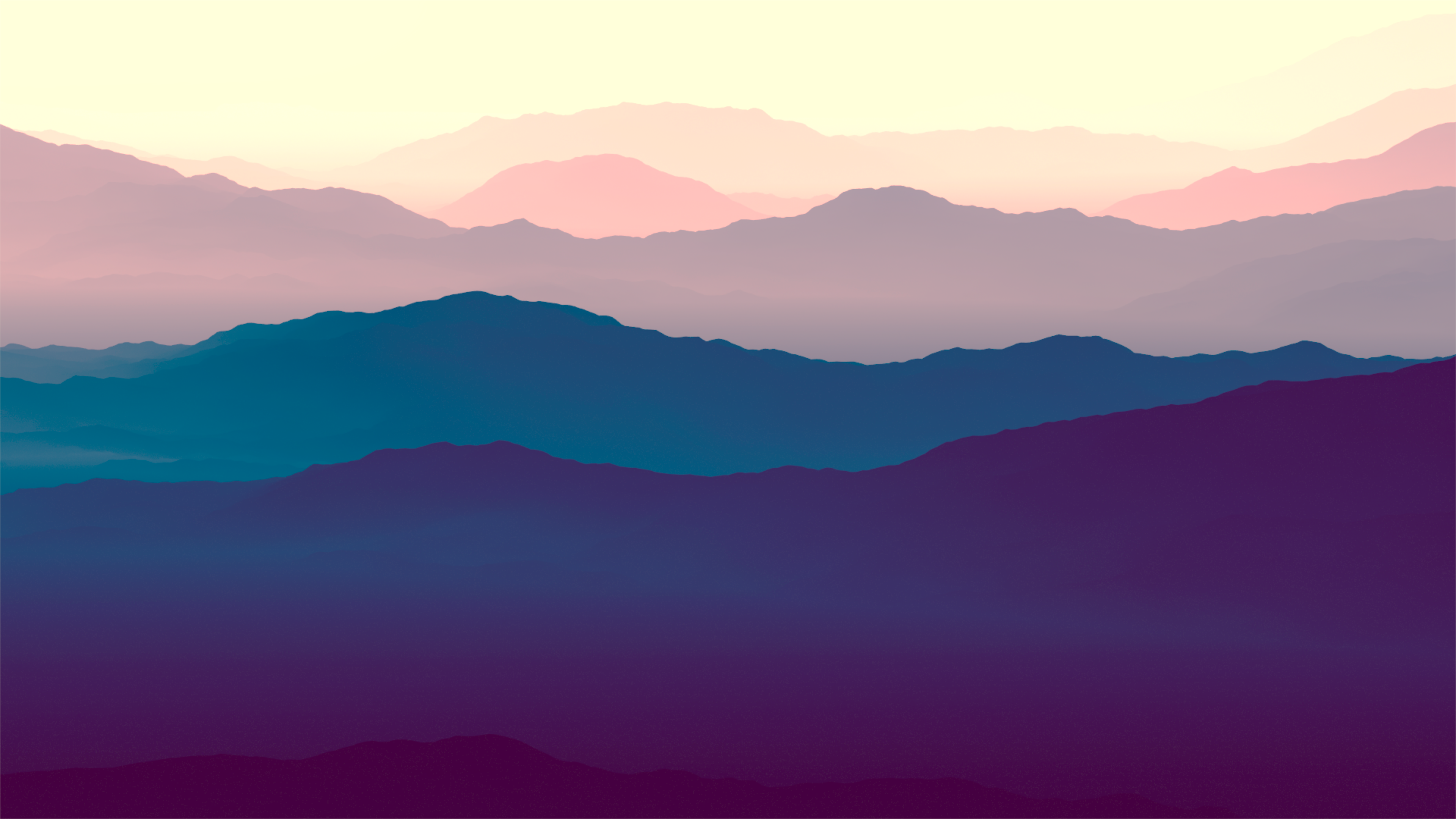 Landscape, Minimal, Gradient, Horizon, Mountains, Purple, 4K, HD Wallpaper
