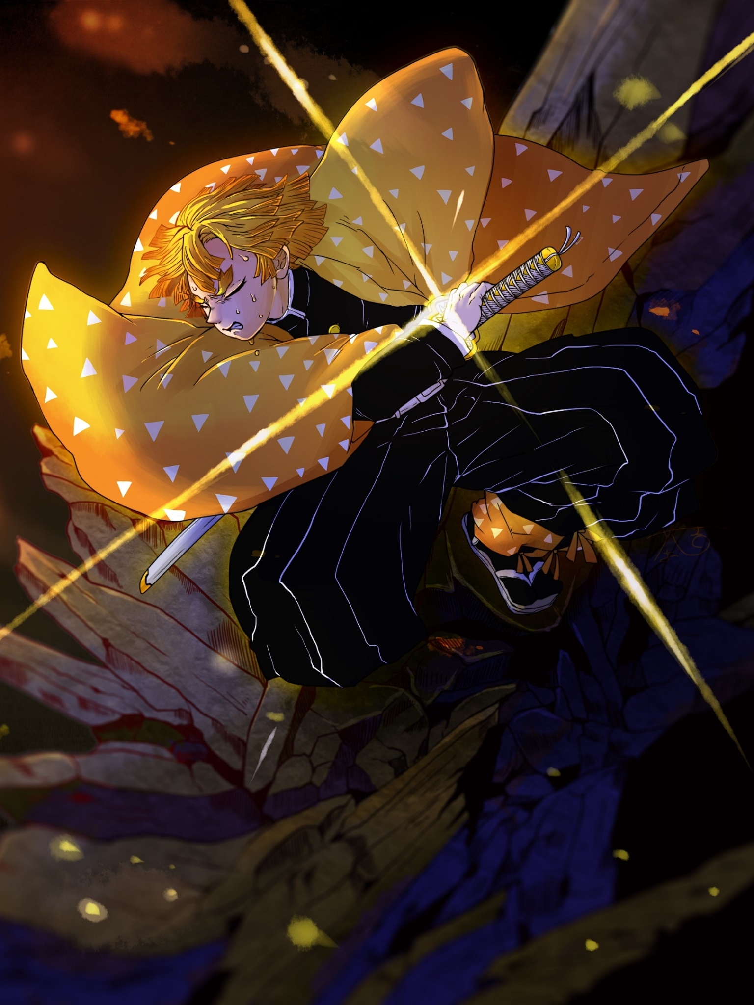 Wallpaper / Anime Demon Slayer: Kimetsu no Yaiba Phone Wallpaper, Zenitsu Agatsuma, 1536x2048 free download