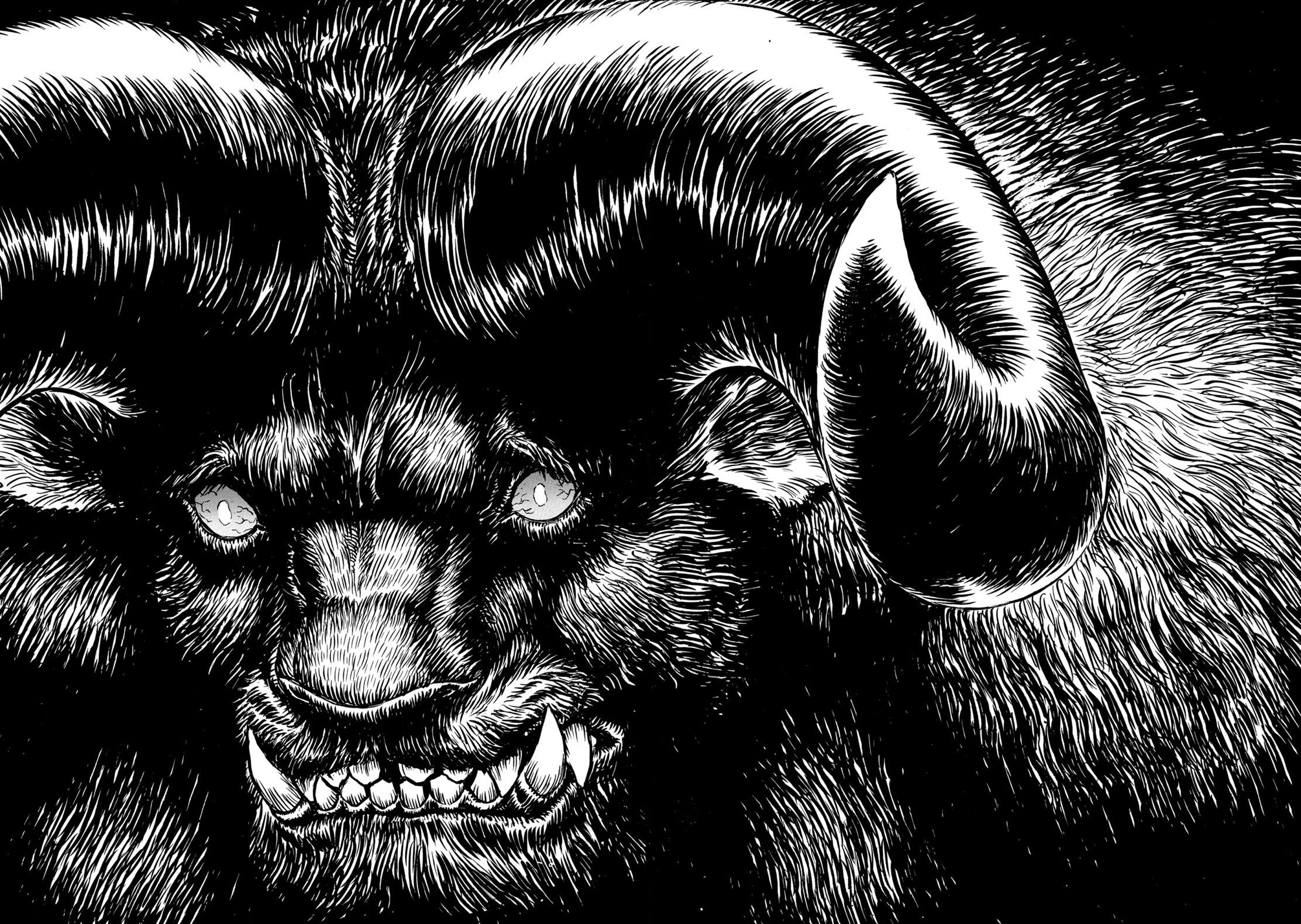 Berserk, Nosferatu Zodd, monochrome, horns Gallery HD Wallpaper