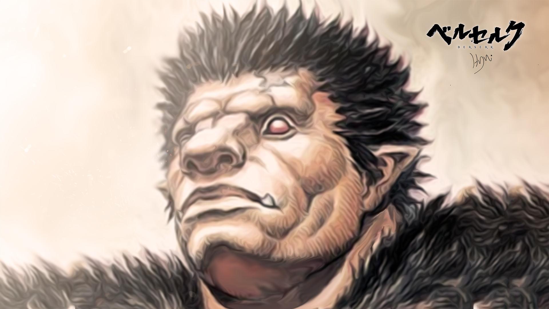 Wallpaper, drawing, illustration, cartoon, Berserk, Zodd, head, sketch 1920x1080