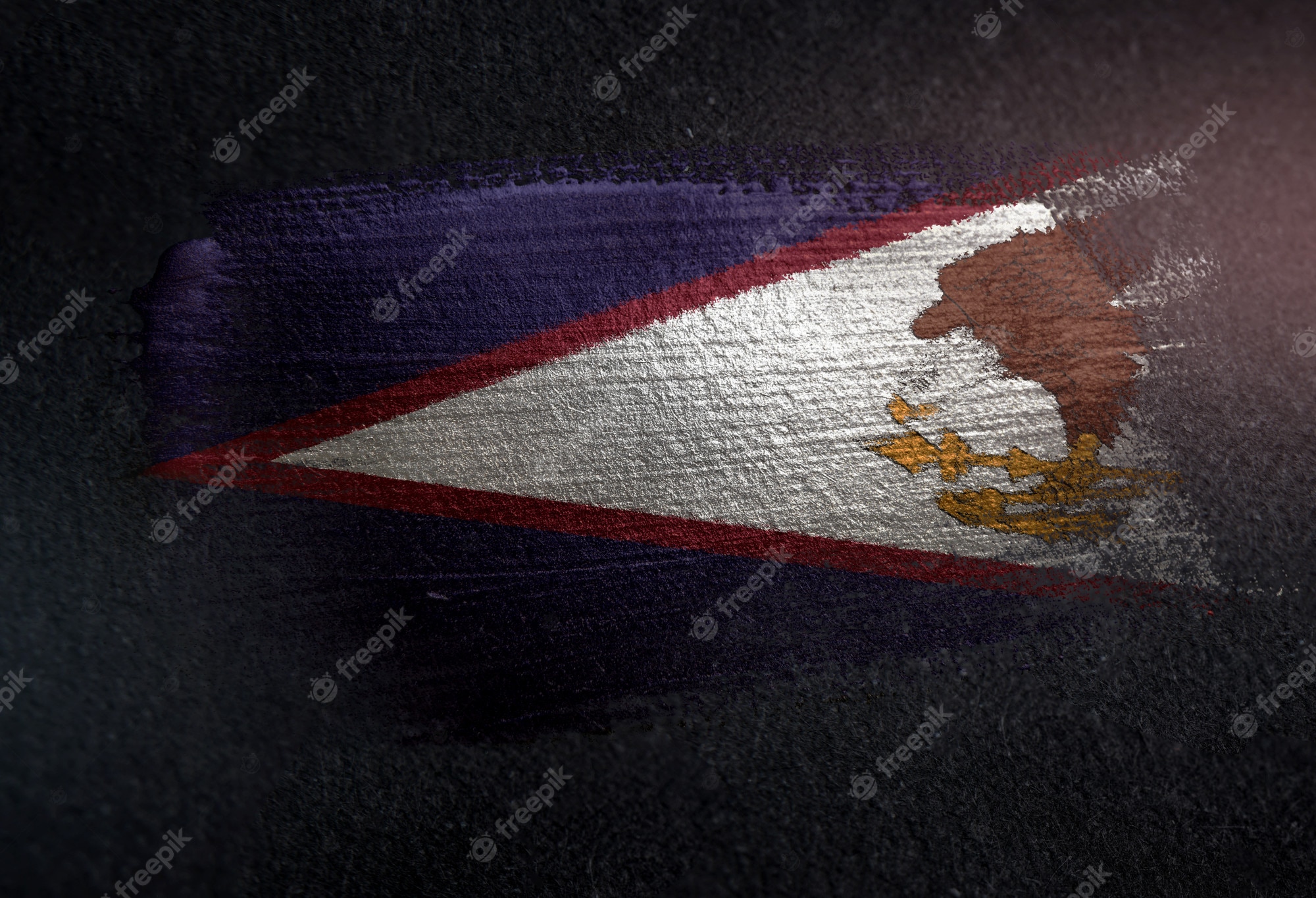 Premium Photo. American samoa flag made of metallic brush paint on grunge dark wall