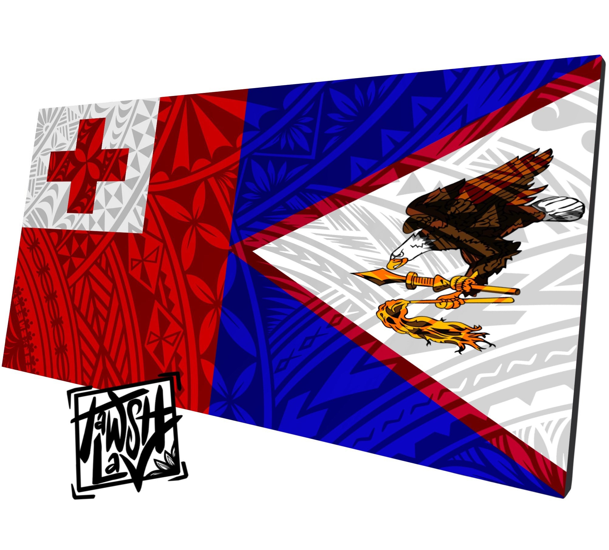Tonga American Samoa Mixed Tribal Flag Canvas Artwork