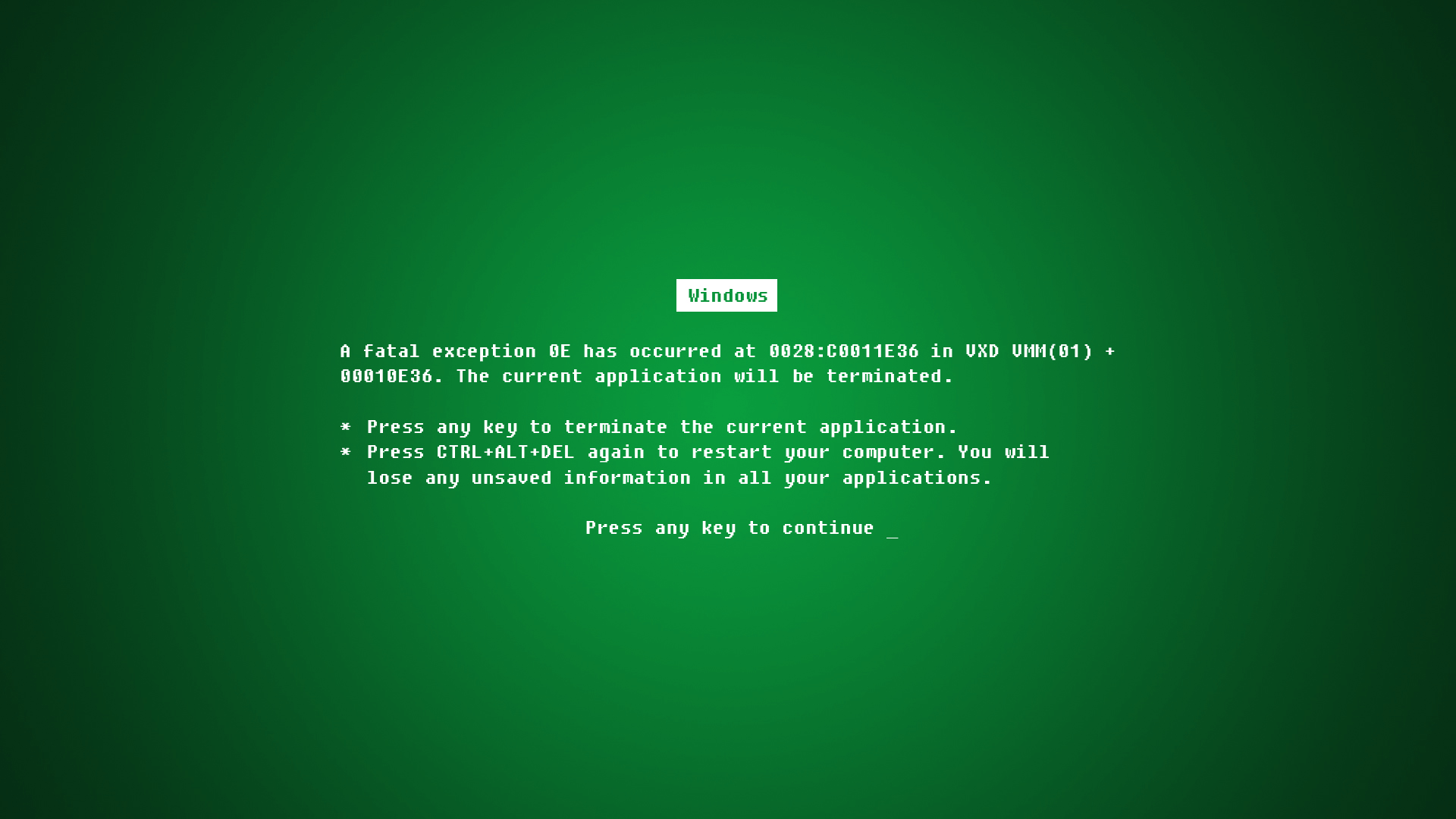 Windows error screen green Desktop wallpaper 640x480