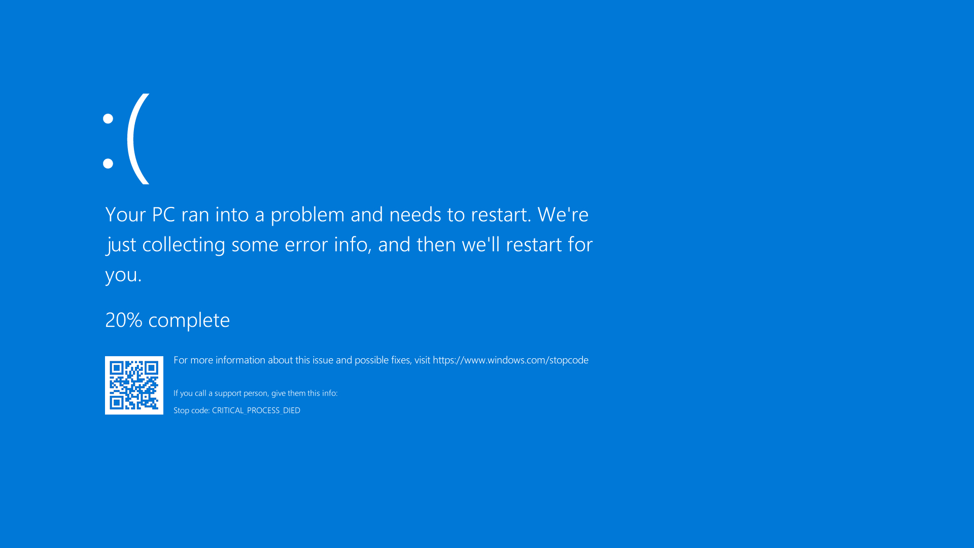 Blue screen of death in Windows 10