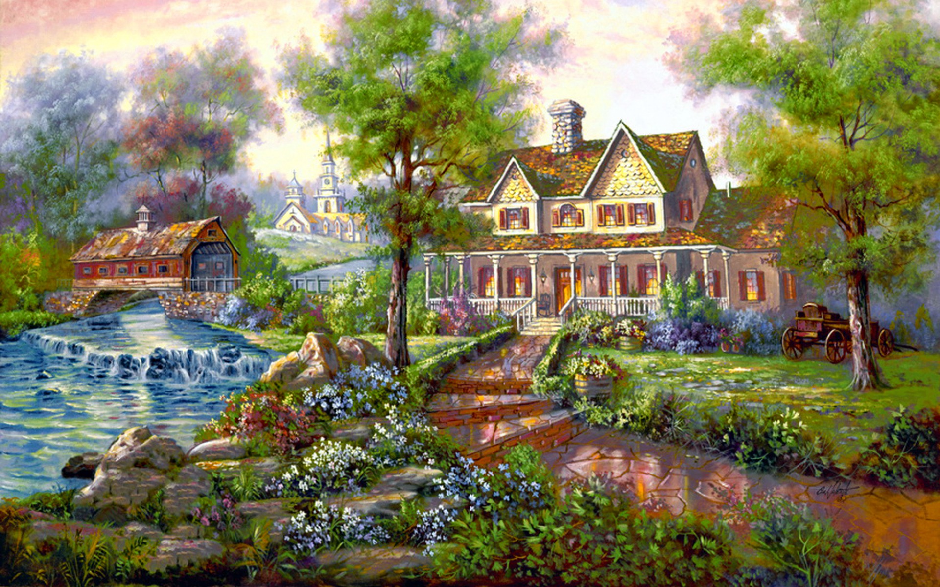 Village Mansion desktop PC and Mac wallpaper