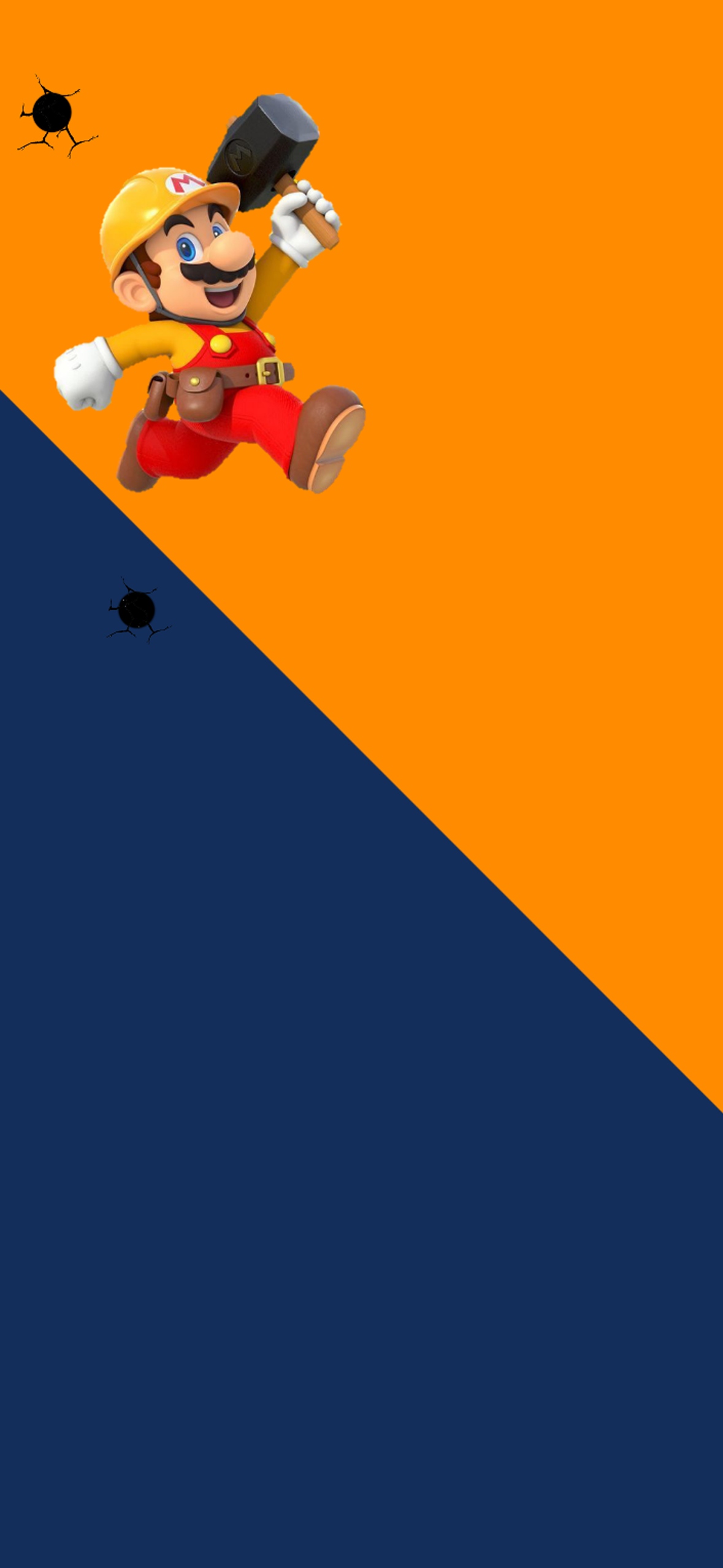 iPhone 14 Pro Max Dynamic Island Mario with a hammer Wallpaper Download