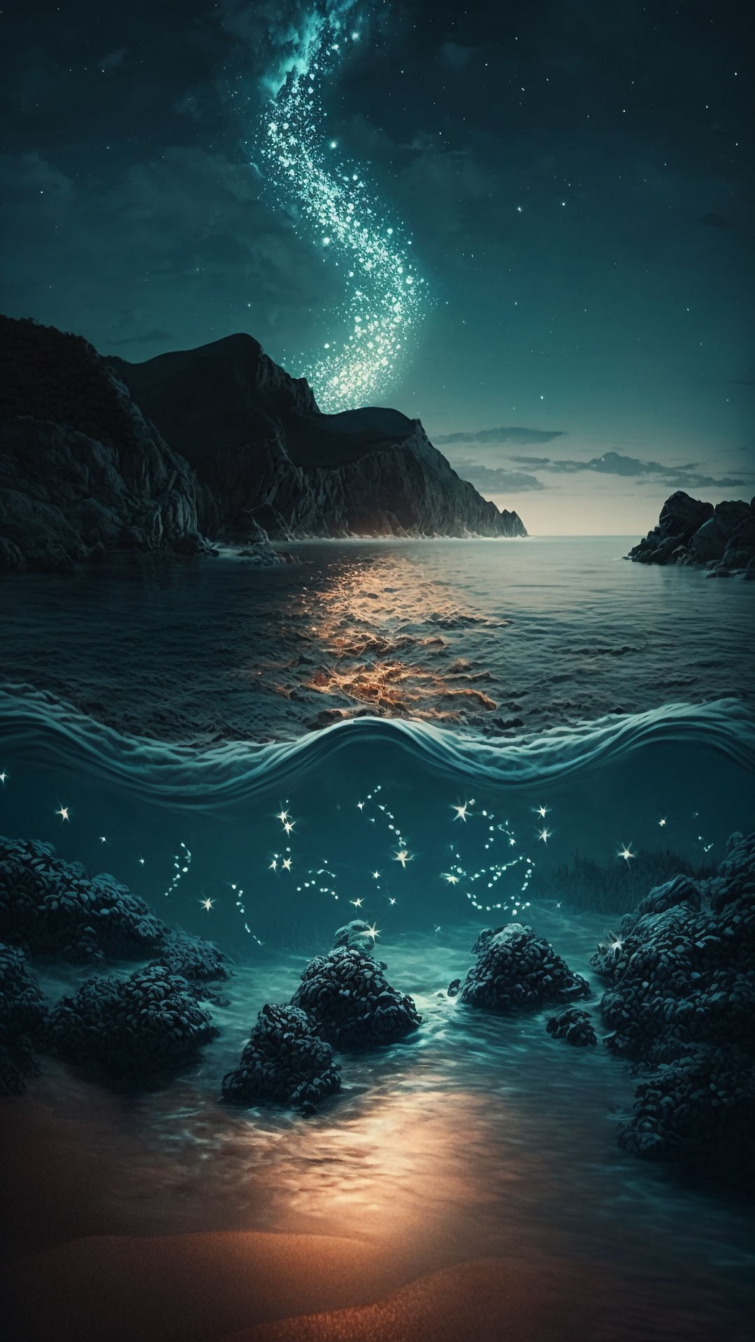 Sea ​​water Summer Night Beautiful Background Wallpaper Image For Free Download