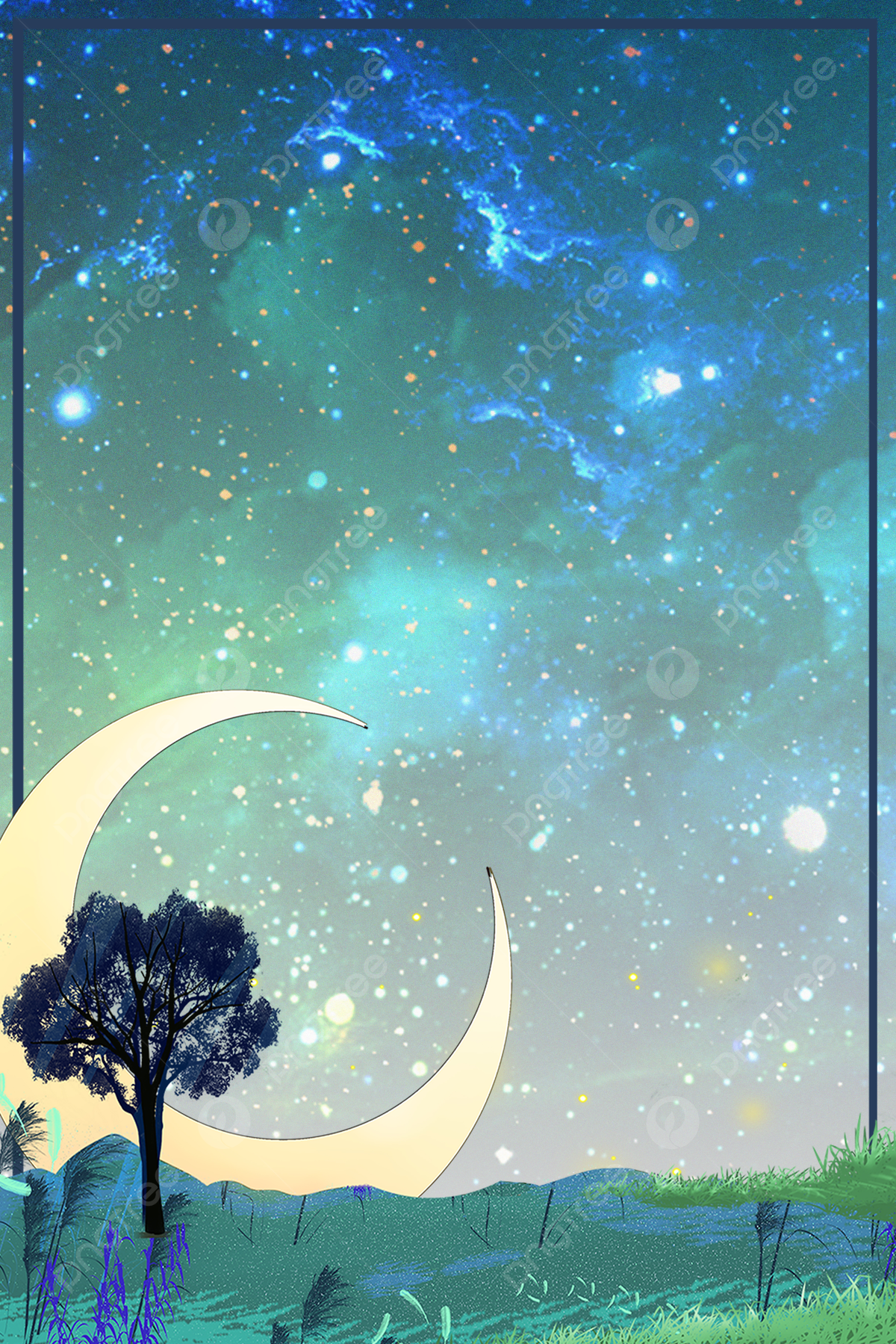 Summer Night Scene Green Beautiful Summer Night Background Wallpaper Image For Free Download