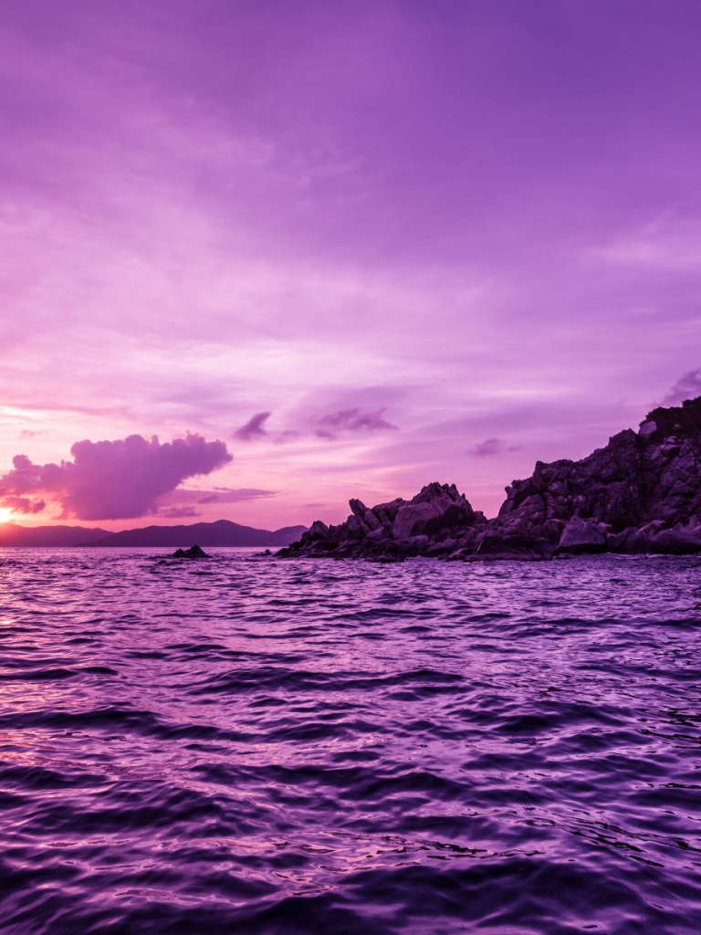Pretty Purple Pelican Islands iPad mini wallpaper