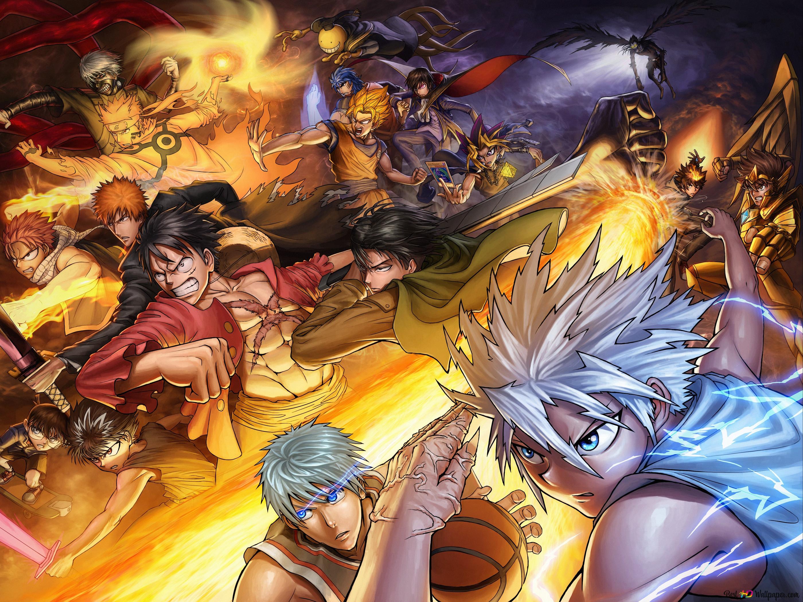 Popular anime fight together 4K wallpaper download