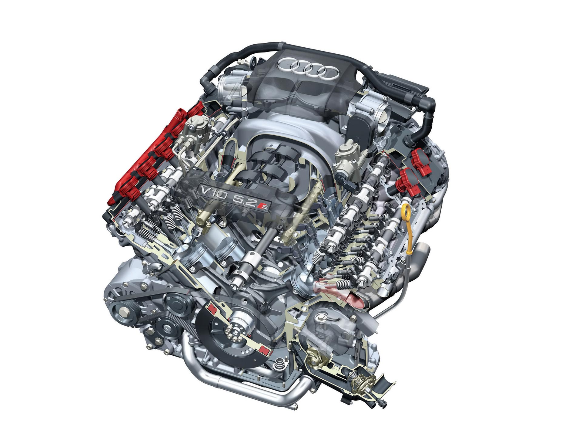 Audi S8 V10 Engine Cutaway Drawing in High quality