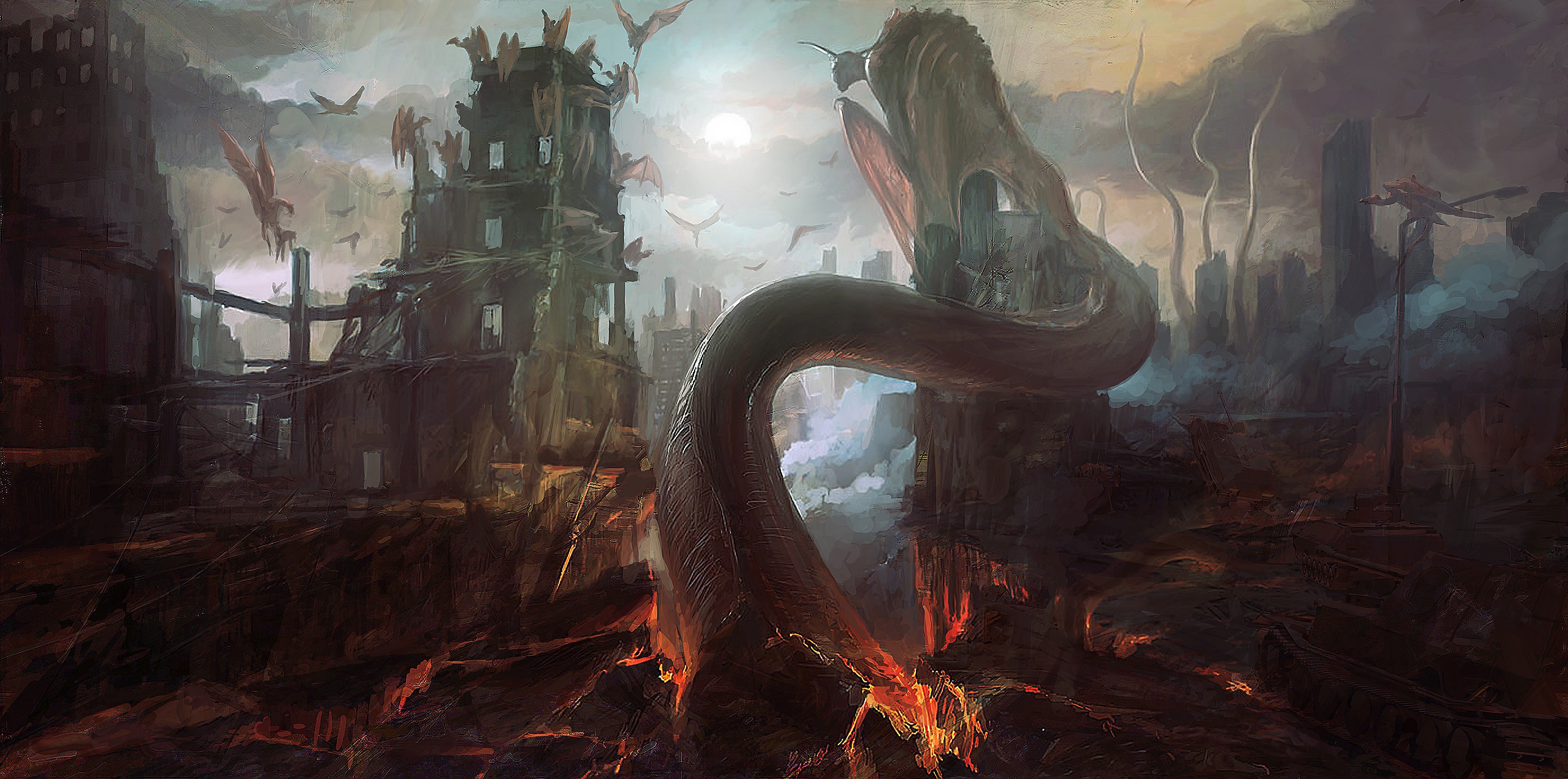4K, artwork, dark fantasy, fantasy art, ruin Gallery HD Wallpaper