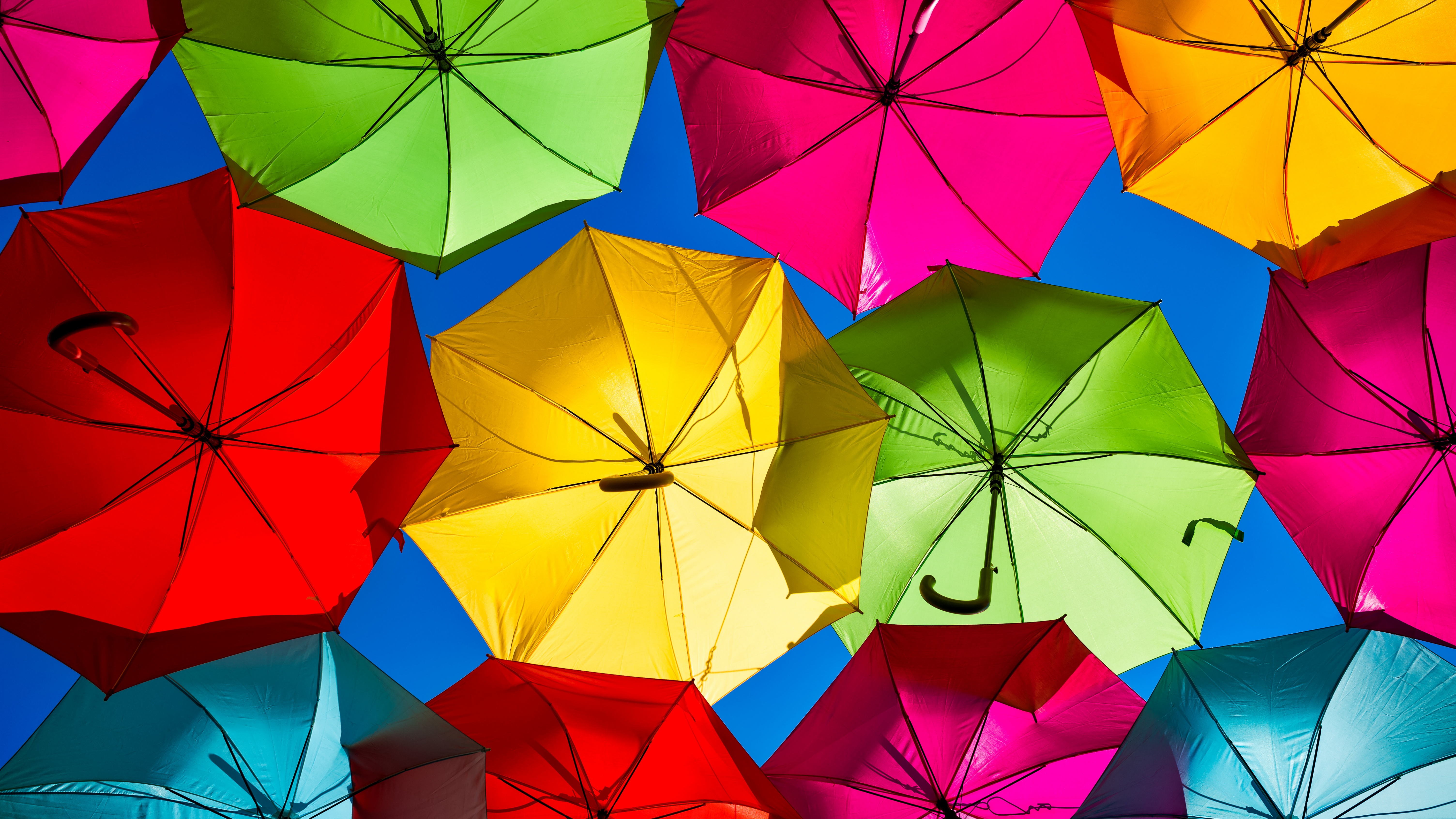 Umbrellas Wallpaper 4K, Street festival, Colorful