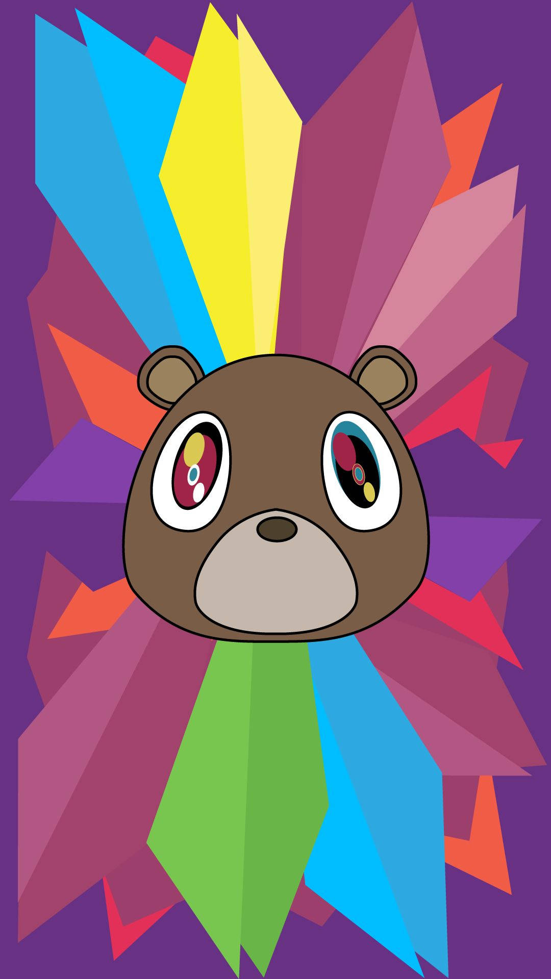 Download Kanye West Bear Rainbow Aesthetic Geometric Shapes Wallpaper