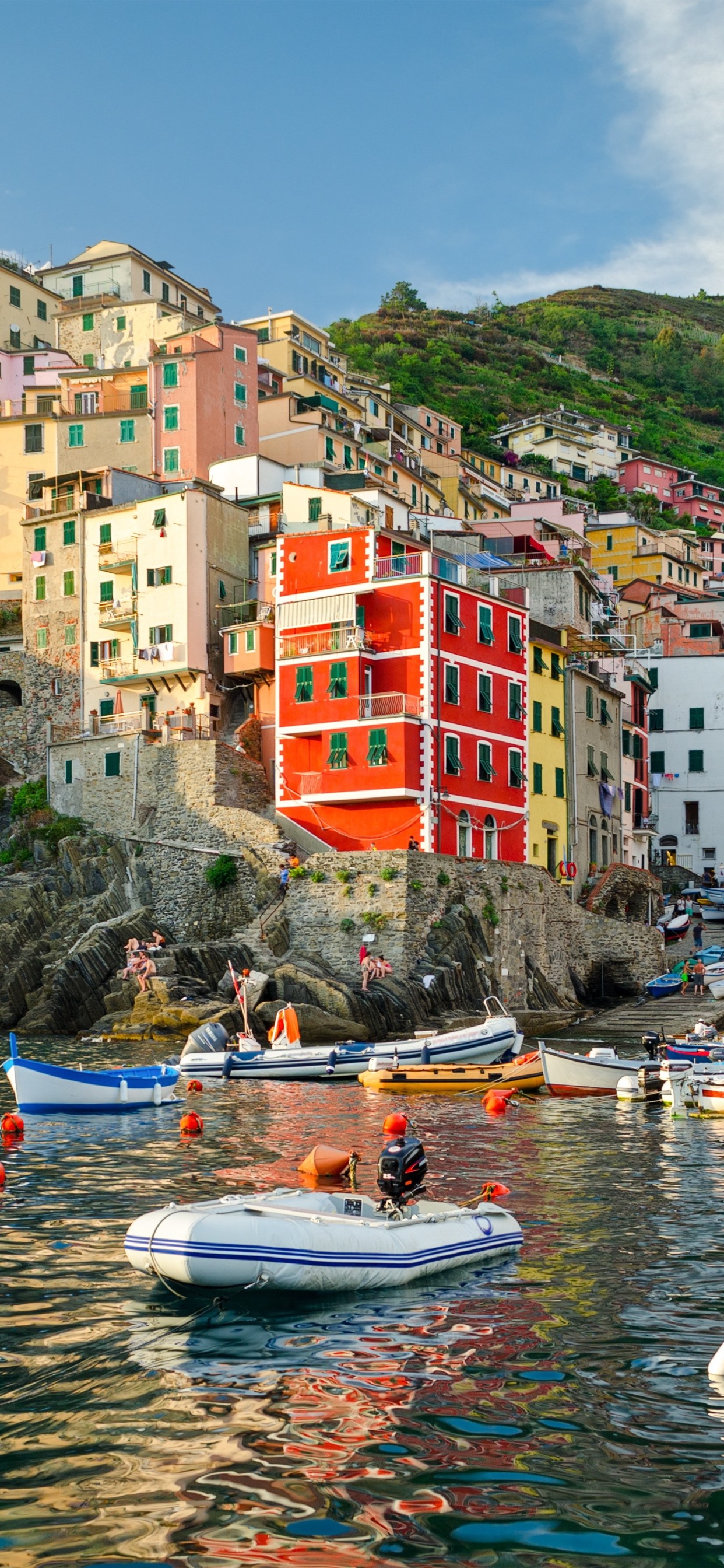 Italy, Riomaggiore, Houses, Boats, Sea, Coast 1242x2688 IPhone 11 Pro XS Max Wallpaper, Background, Picture, Image