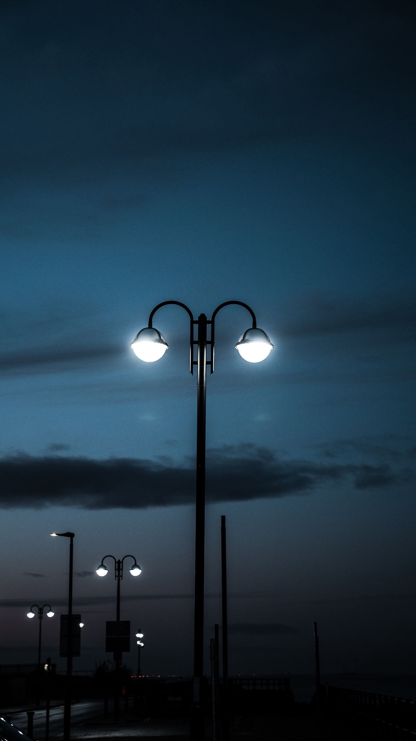 Download wallpaper 1350x2400 lamp posts, night, lighting, dark iphone 8+/7+/6s+/for parallax HD background