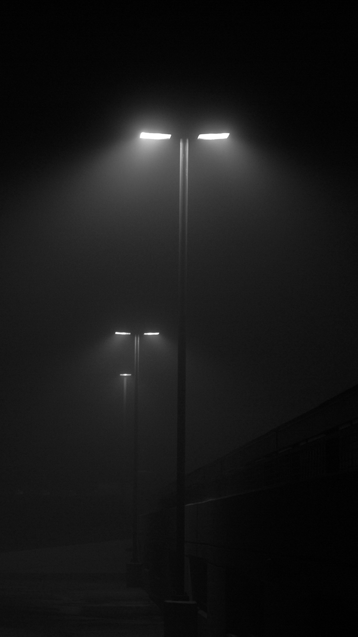 Fog night street lights Wallpaper for iPhone 11, Pro Max, X, 8, 7, 6