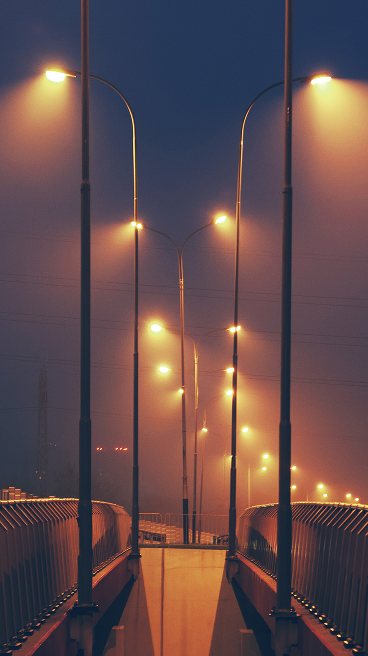 Night Bridge City View Lights Street Orange Dark Wallpaper
