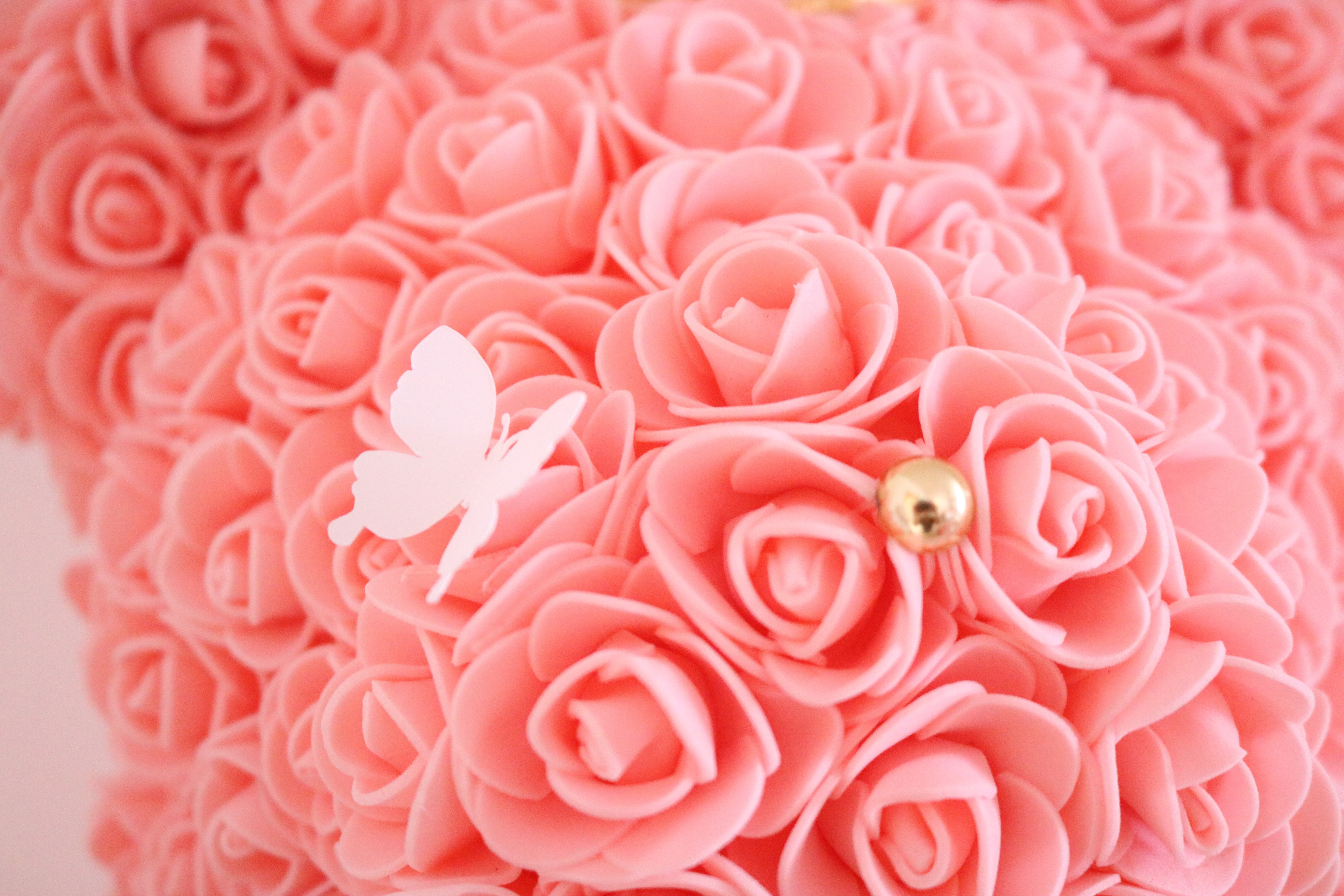 15” Coral Rose Bear