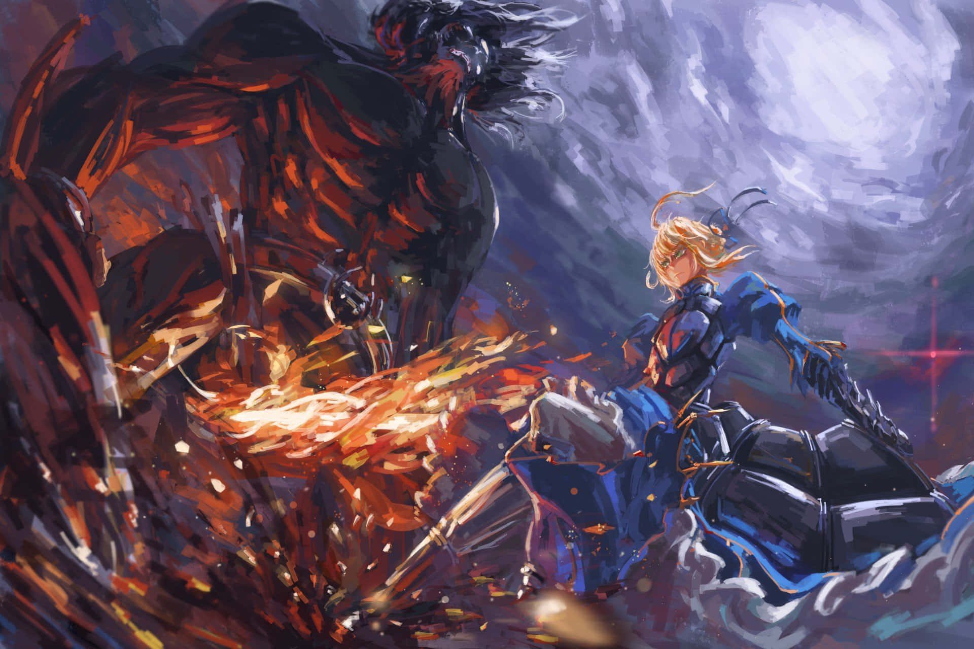 Download Saber Fate Stay Night Against Berserker Wallpaper
