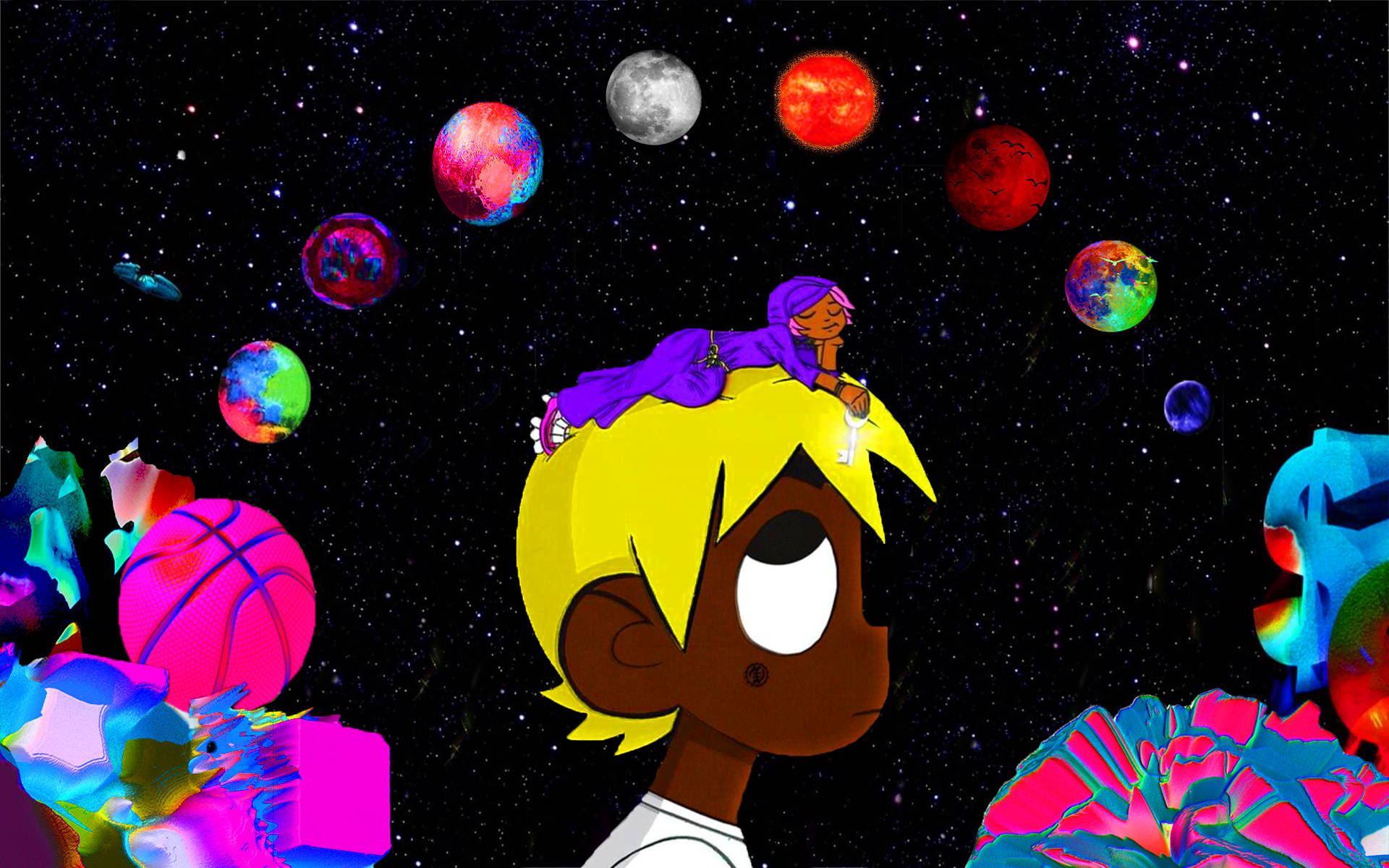 Download Lil Uzi Lays Down Beats on his Desktop Setup Wallpaper