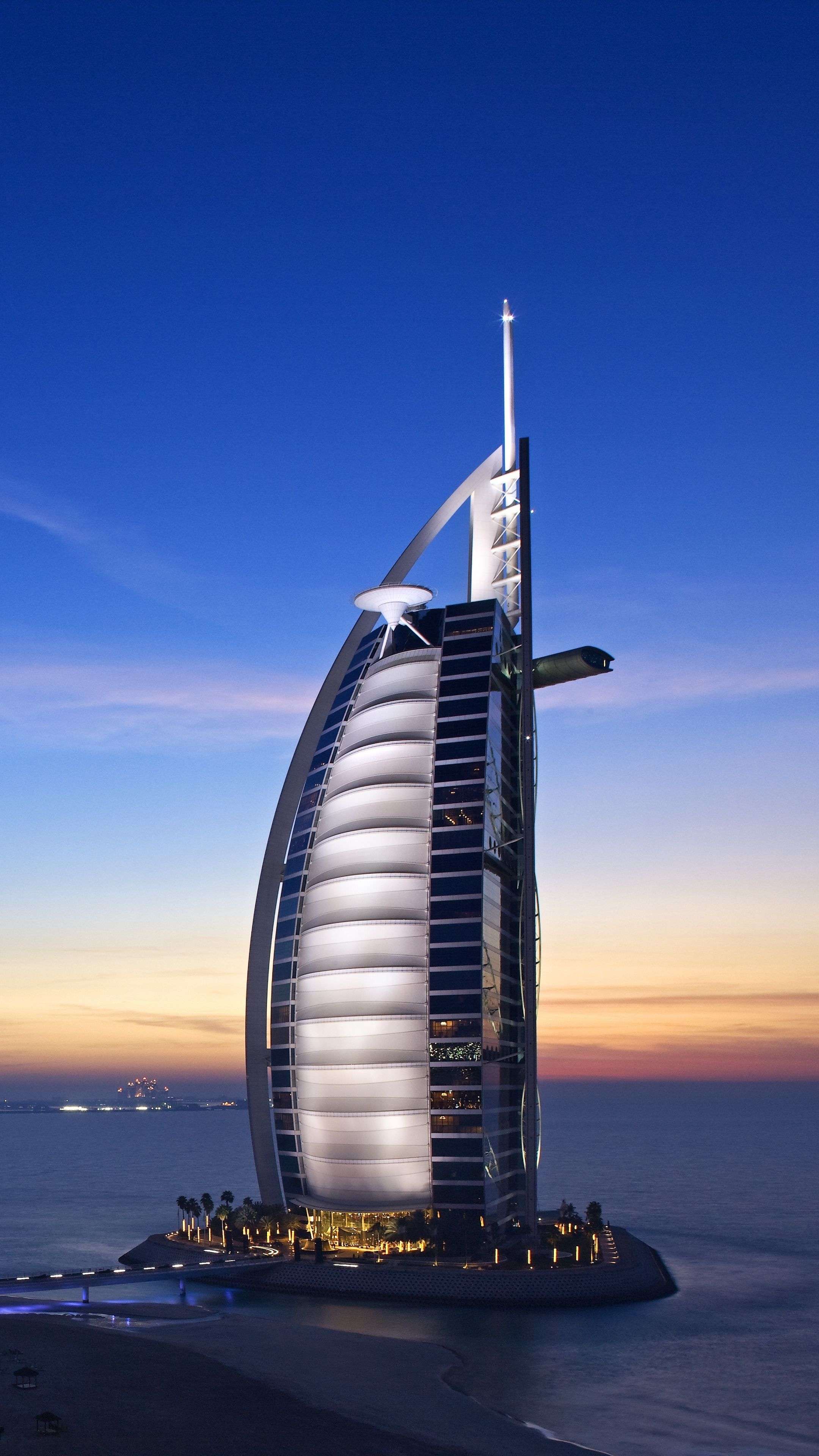 Burj Al Arab Hotel Dubai Uae Sky Sea 4K Phone Wallpaper