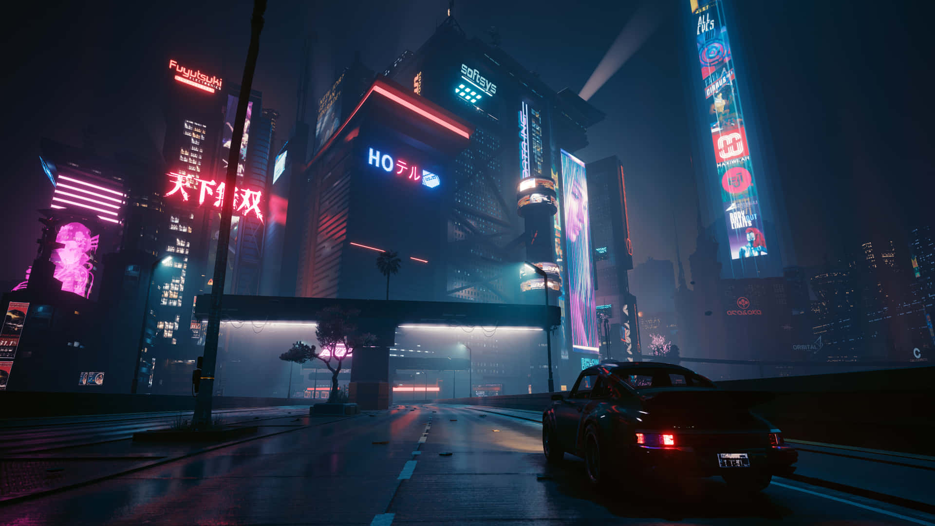 Some 21:9 wallpaper I edited of Night City. Feel free to use :  r/LowSodiumCyberpunk