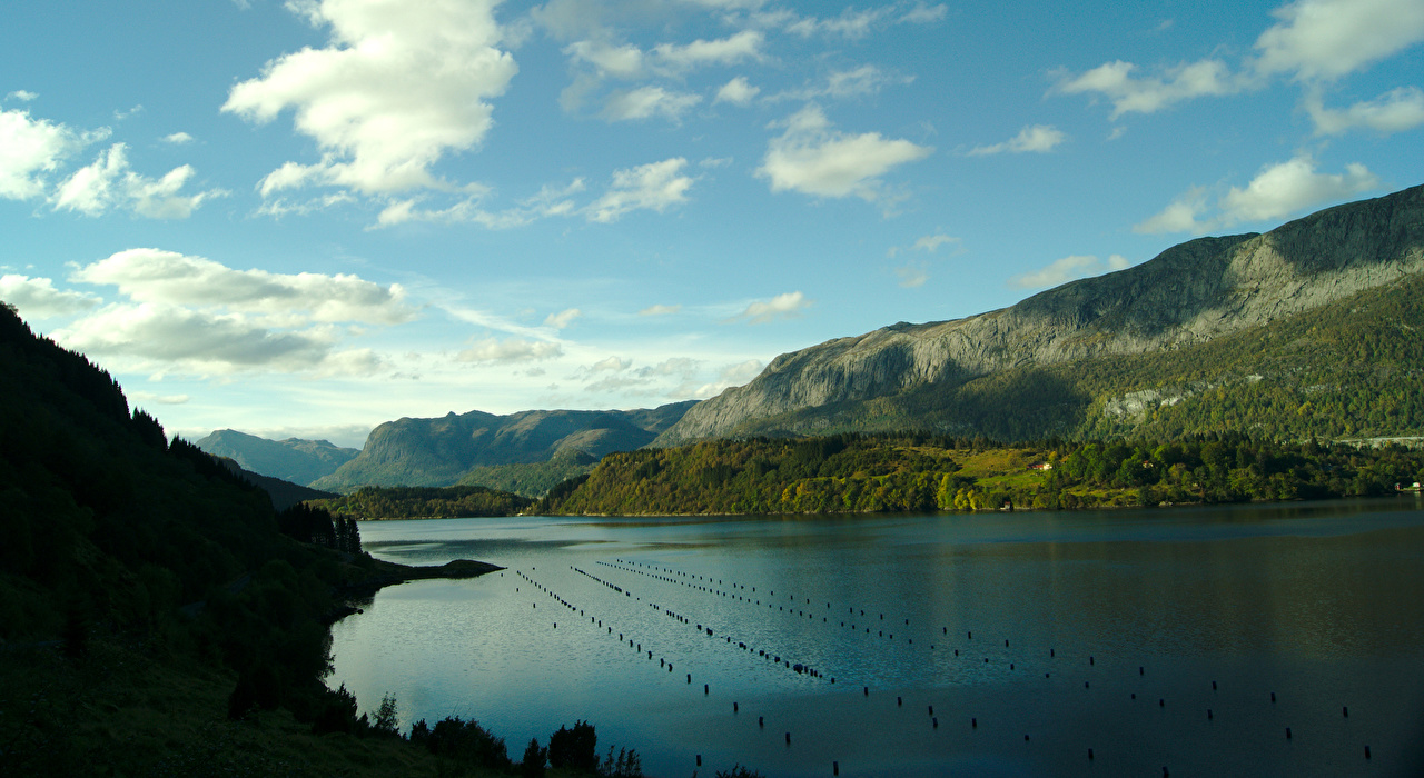 Wallpaper Norway Flekke Nature Mountains Sky Lake Scenery 1280x700