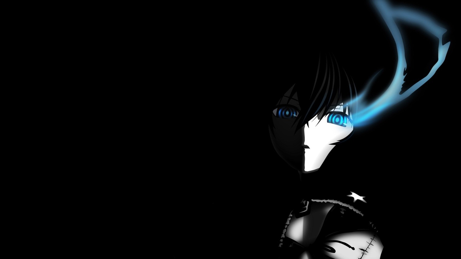 Wallpaper, anime, Black Rock Shooter, hand, darkness, screenshot, computer wallpaper, black and white, monochrome photography 1500x844