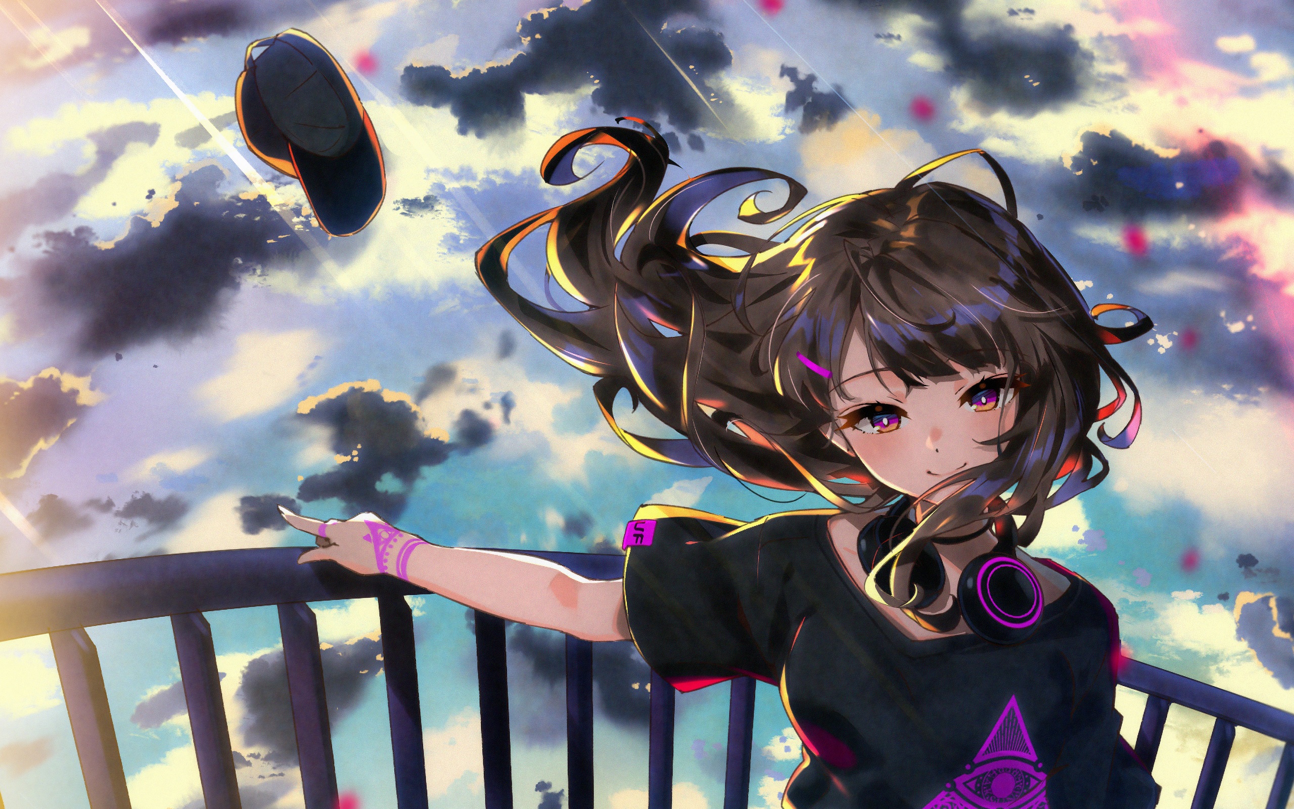 Wallpaper 4k Anime Girl Standing At Height Wallpaper