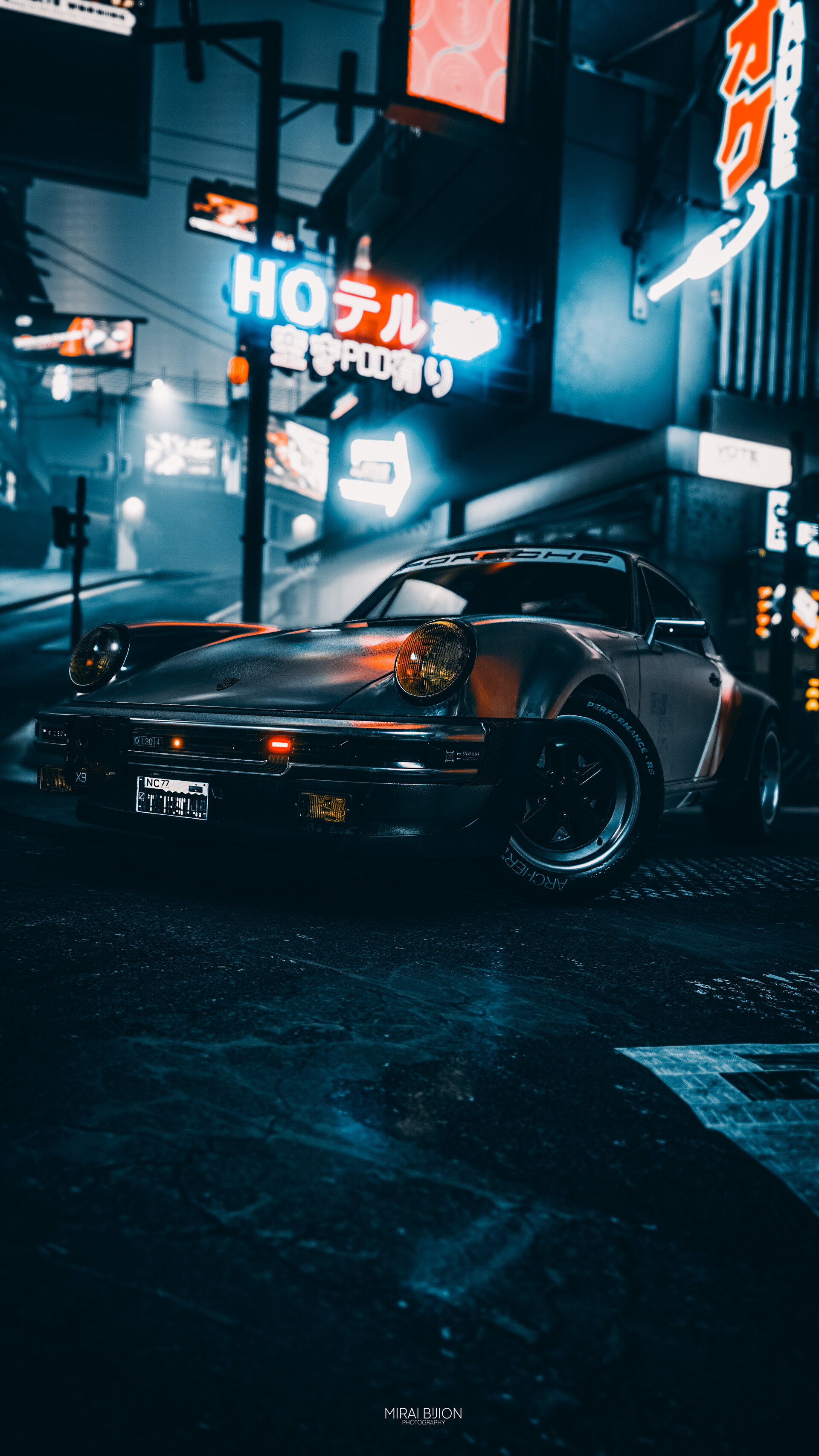 Wallpaper, car, porsche 991, cyberpunk, vertical, neon 1920x3413