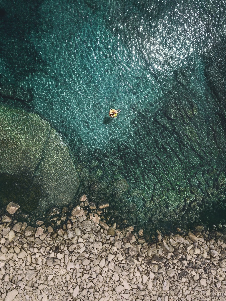 Aerial view Wallpaper 4K, Summer, Seashore, Rocks, Relax