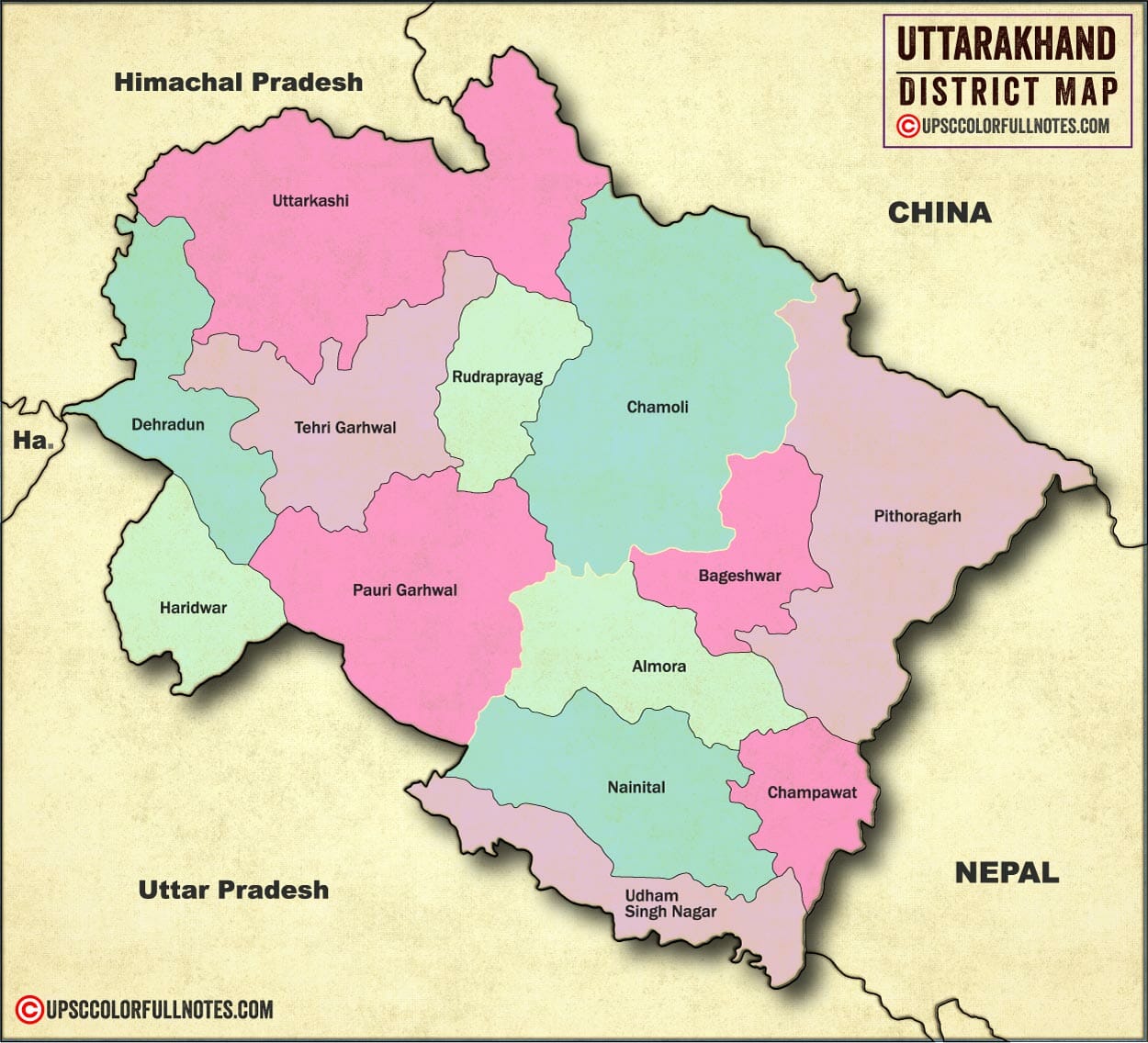 District Map of Uttarakhand