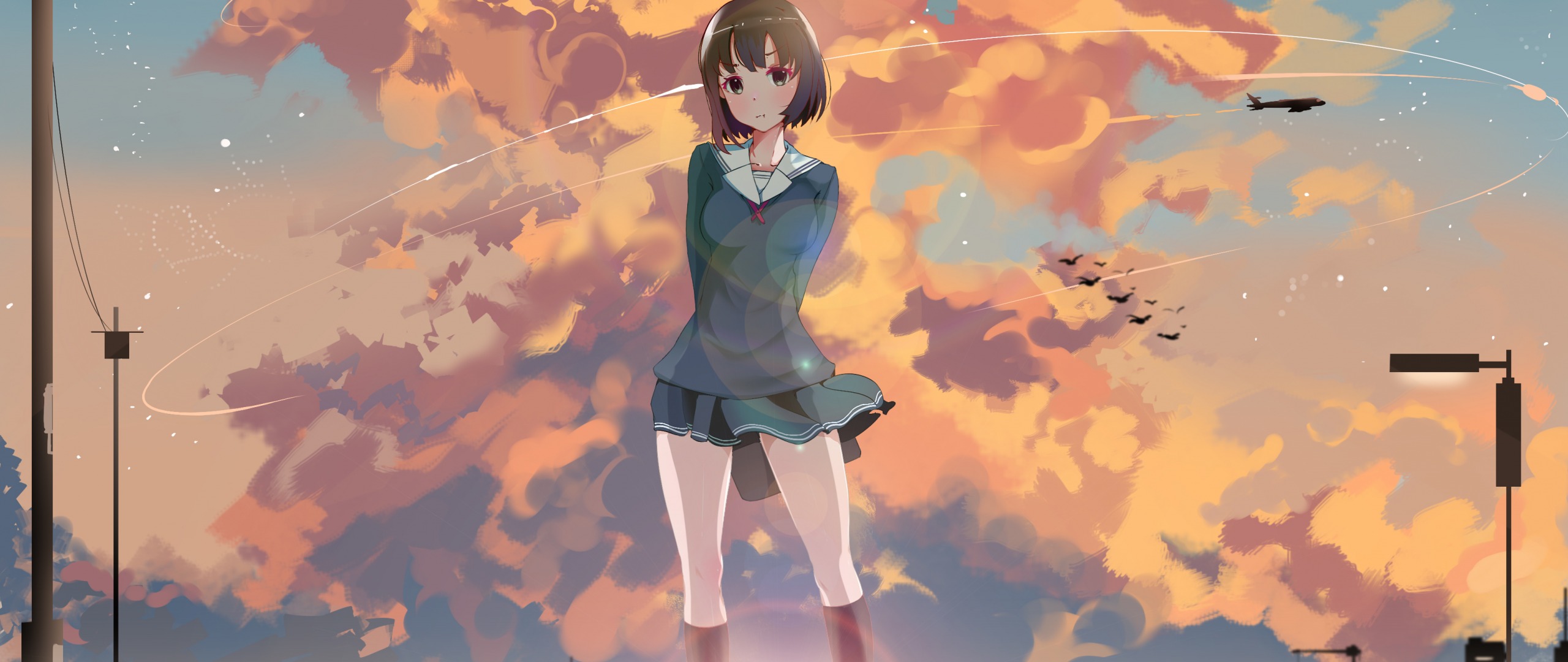 Wallpaper, anime girls, brunette, school uniform, ultra wide, Saenai Heroine no Sodatekata, Katou Megumi 2560x1080