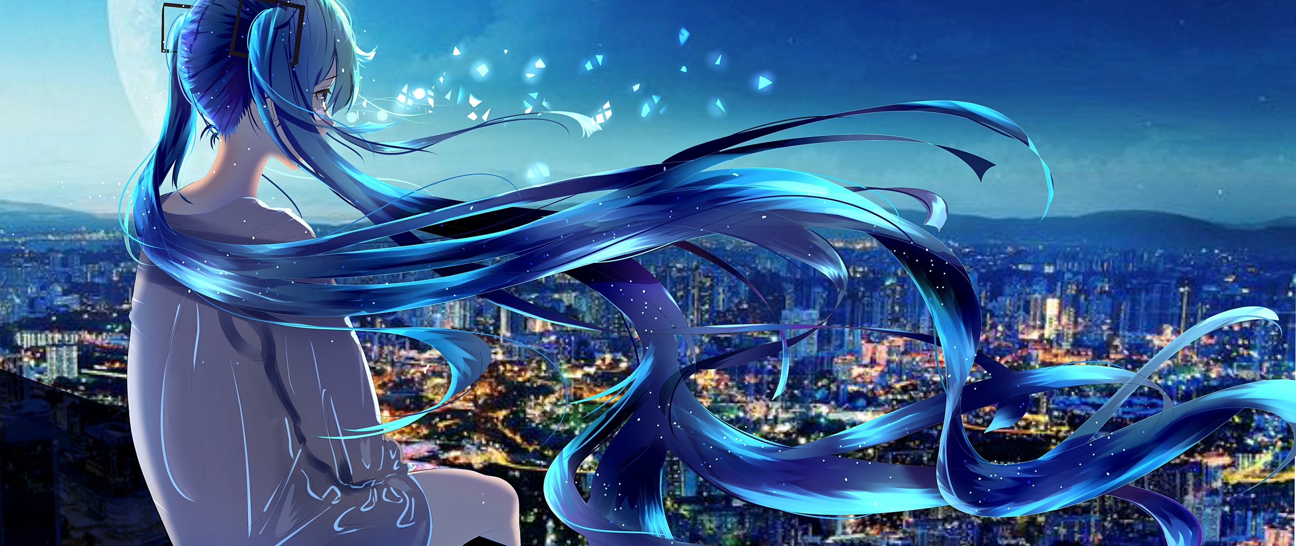 Download Blue Anime Girl, Anime girl Wallpaper in 2560x1080 Resolution