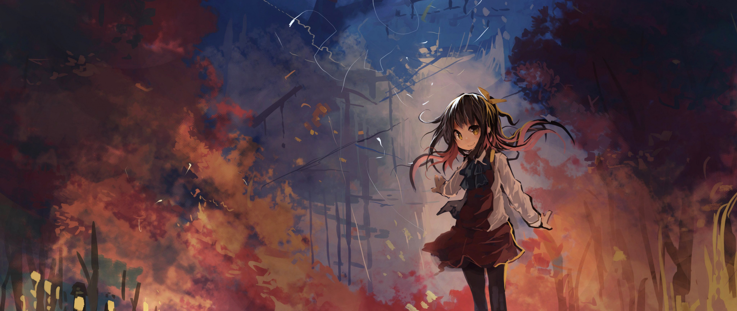 Download 2560x1080 Wallpaper Anime Girl, Walking, Dual Wide, Widescreen, 2560x1080 HD Image, Background, 9755