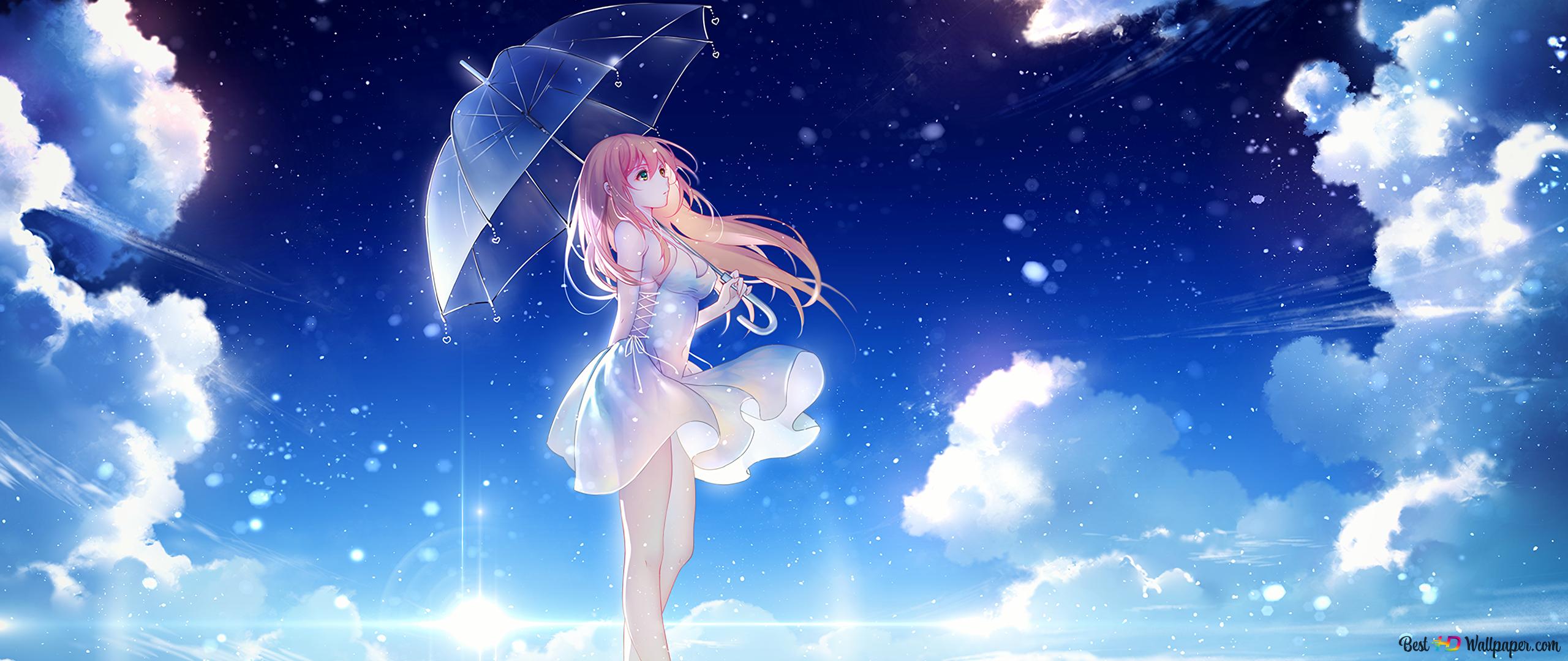 Beautiful Anime Girl in the night 2K wallpaper download